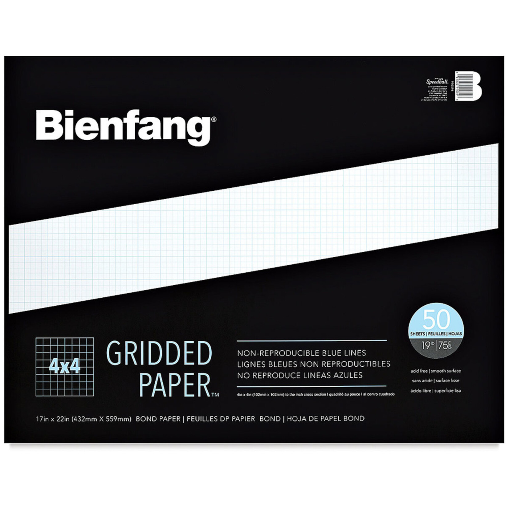 BIENFANG BIENFANG GRIDDED PAPER PAD 4X4 GRID 17X22