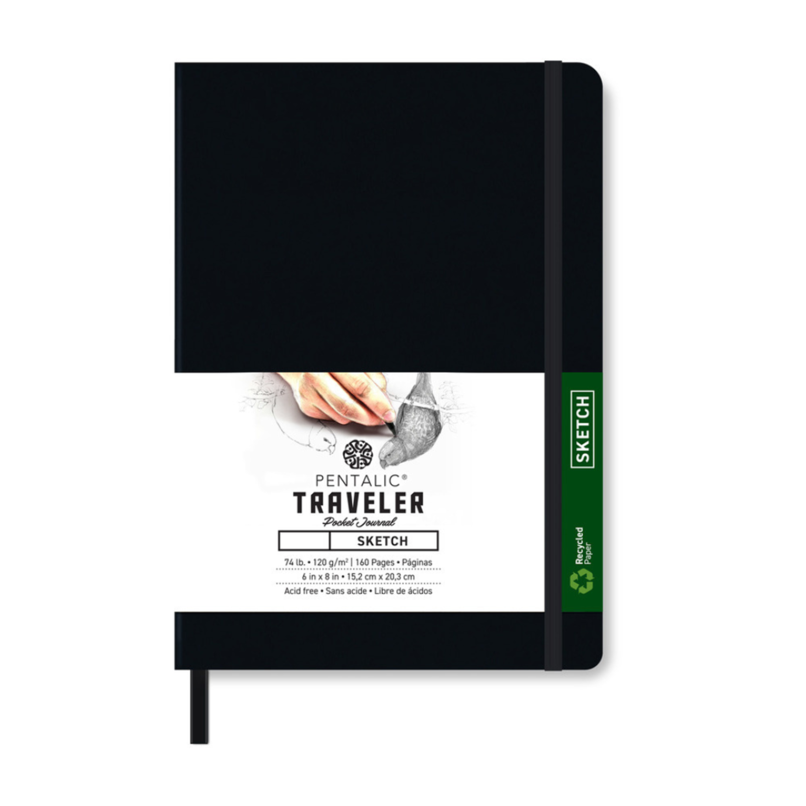 PENTALIC PENTALIC TRAVELER POCKET JOURNAL SKETCH 6X8 BLACK