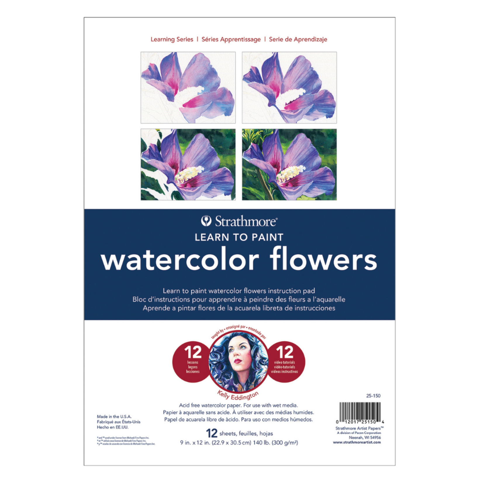 STRATHMORE INSTRUCTIONAL PAD WATERCOLOUR FLOWERS 12/SHT