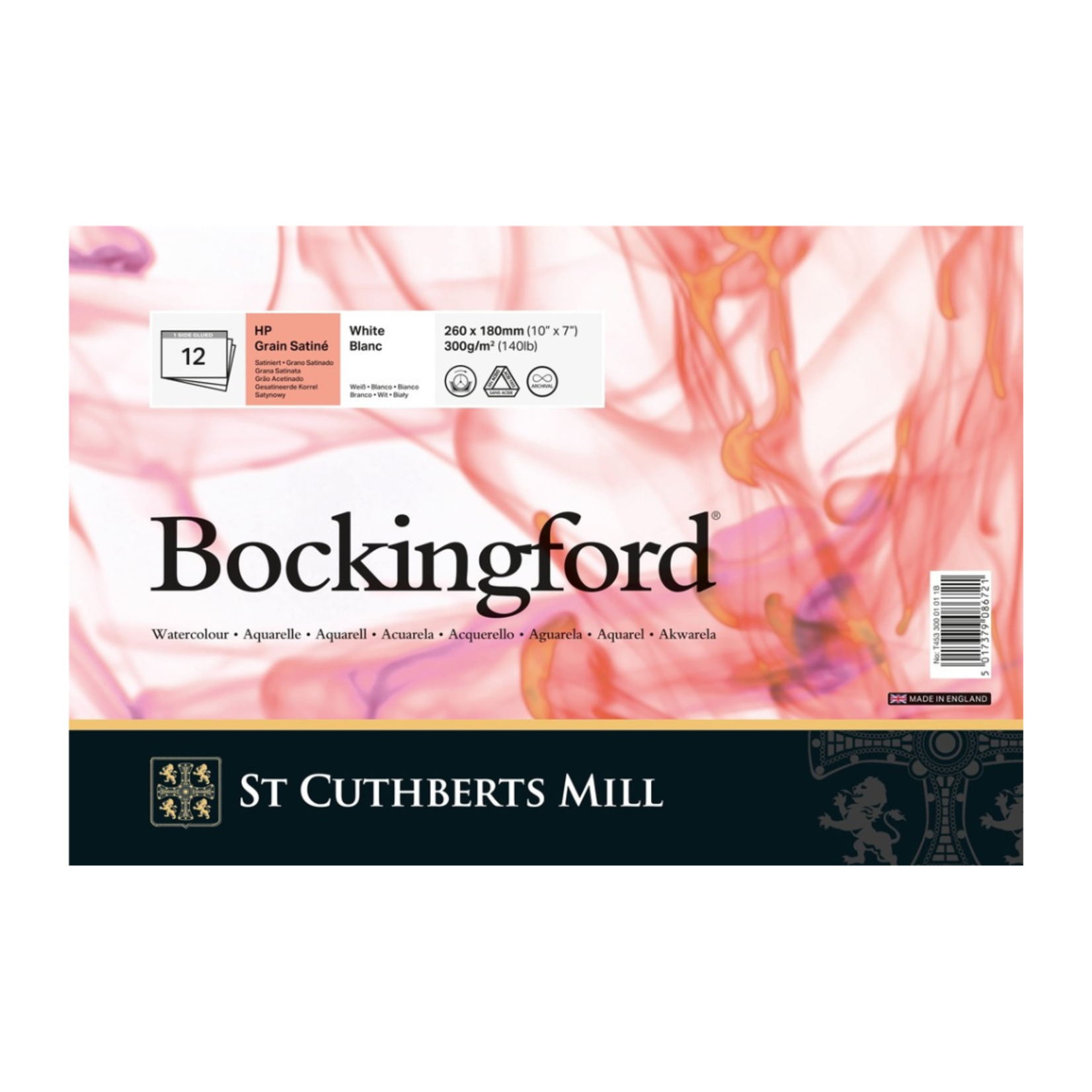 BOCKINGFORD WATERCOLOUR PAD HOT PRESS 140LB 7X10 TAPE BOUND