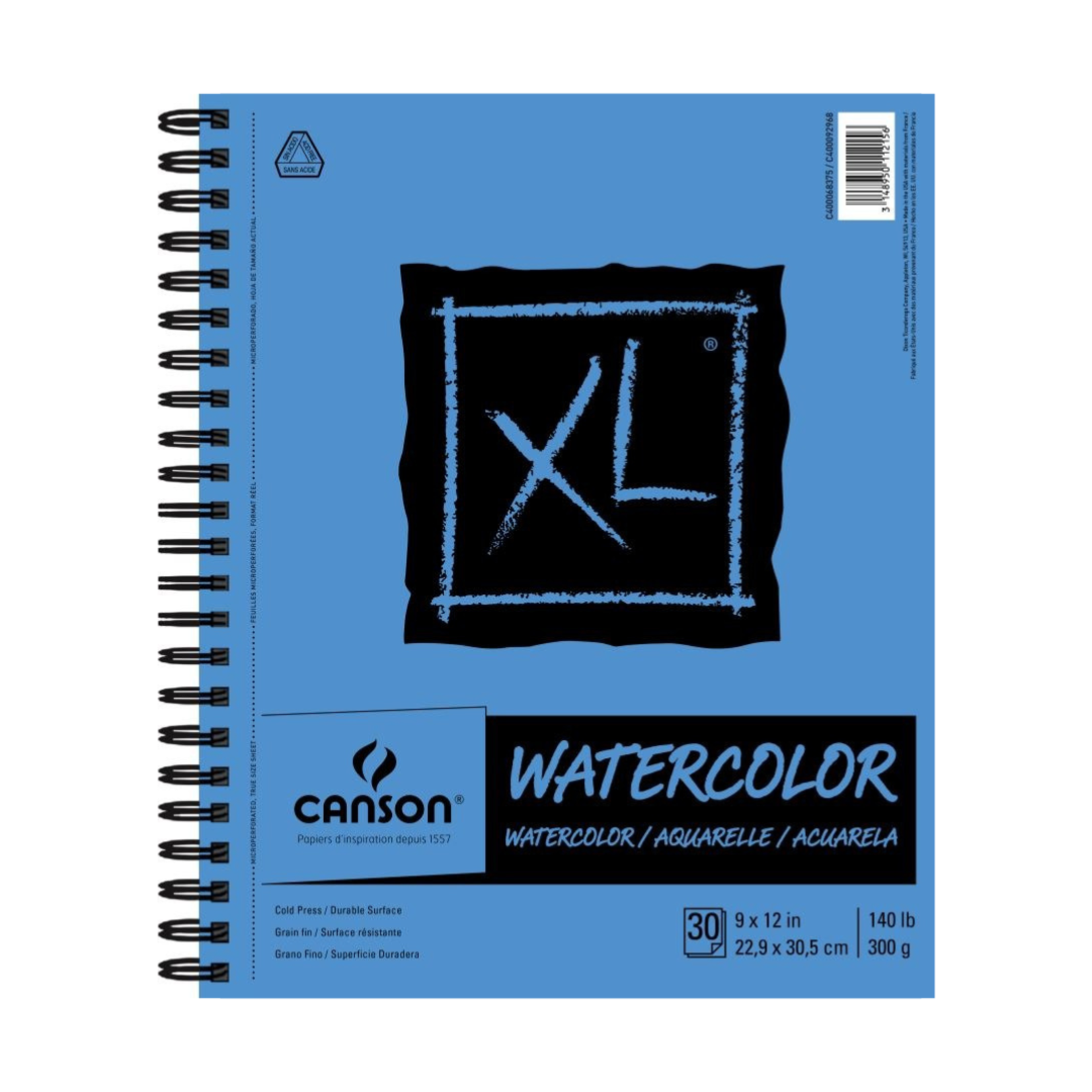 CANSON CANSON XL WATERCOLOUR PAD 140LB 9X12 COIL BOUND 30/SHEET