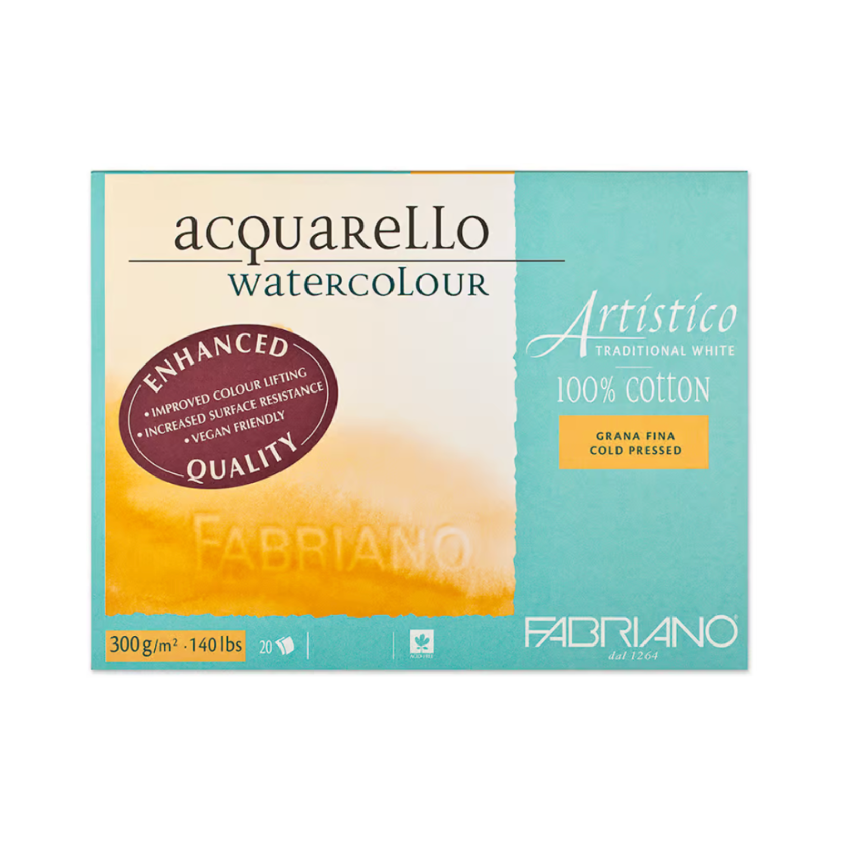 FABRIANO ARTISTICO WATERCOLOUR BLOCK 140LB COLD PRESS 5X7 25/SHEETS TRADITIONAL WHITE