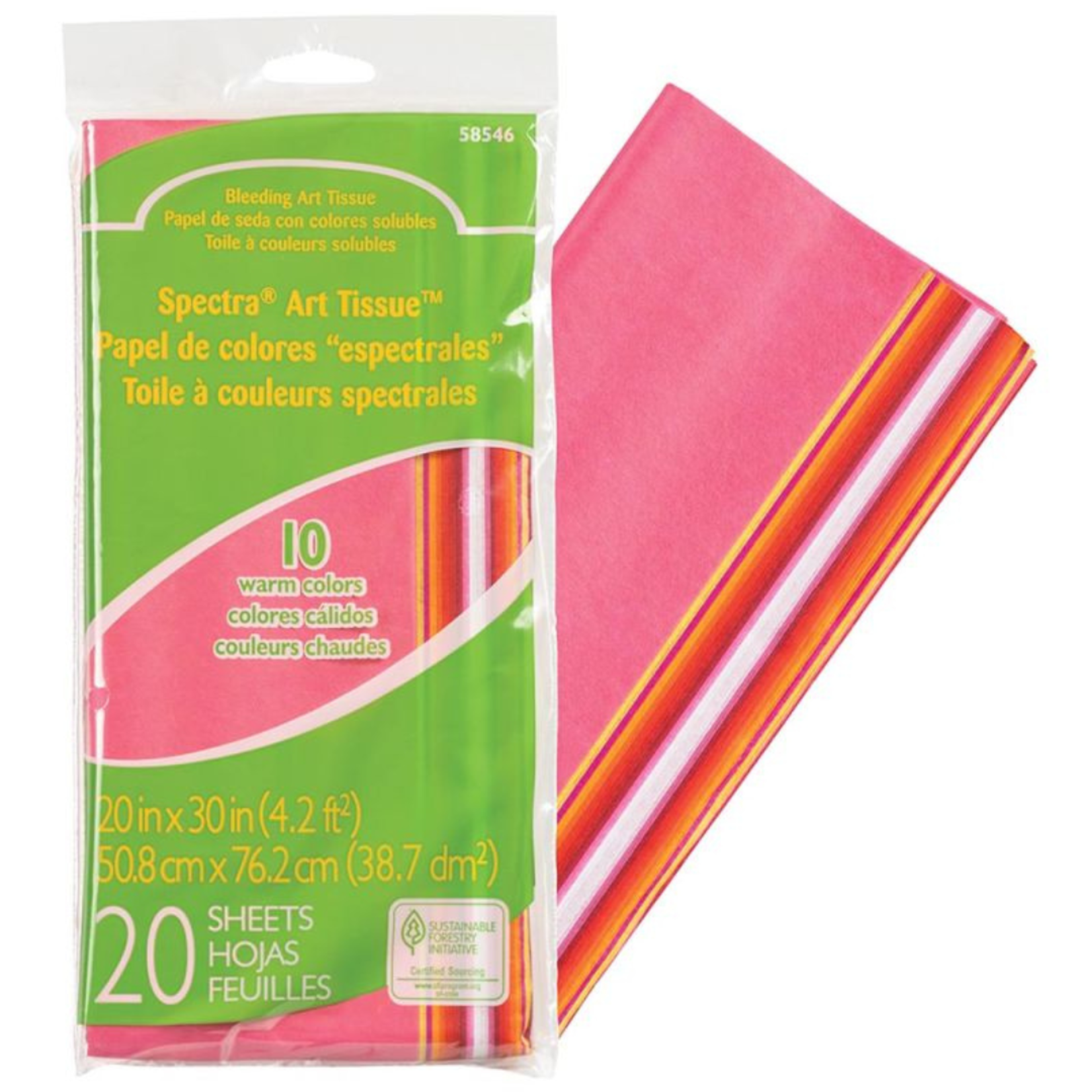 SPECTRA BLEEDING ART TISSUE 20X30 20/SHEETS WARM COLORS