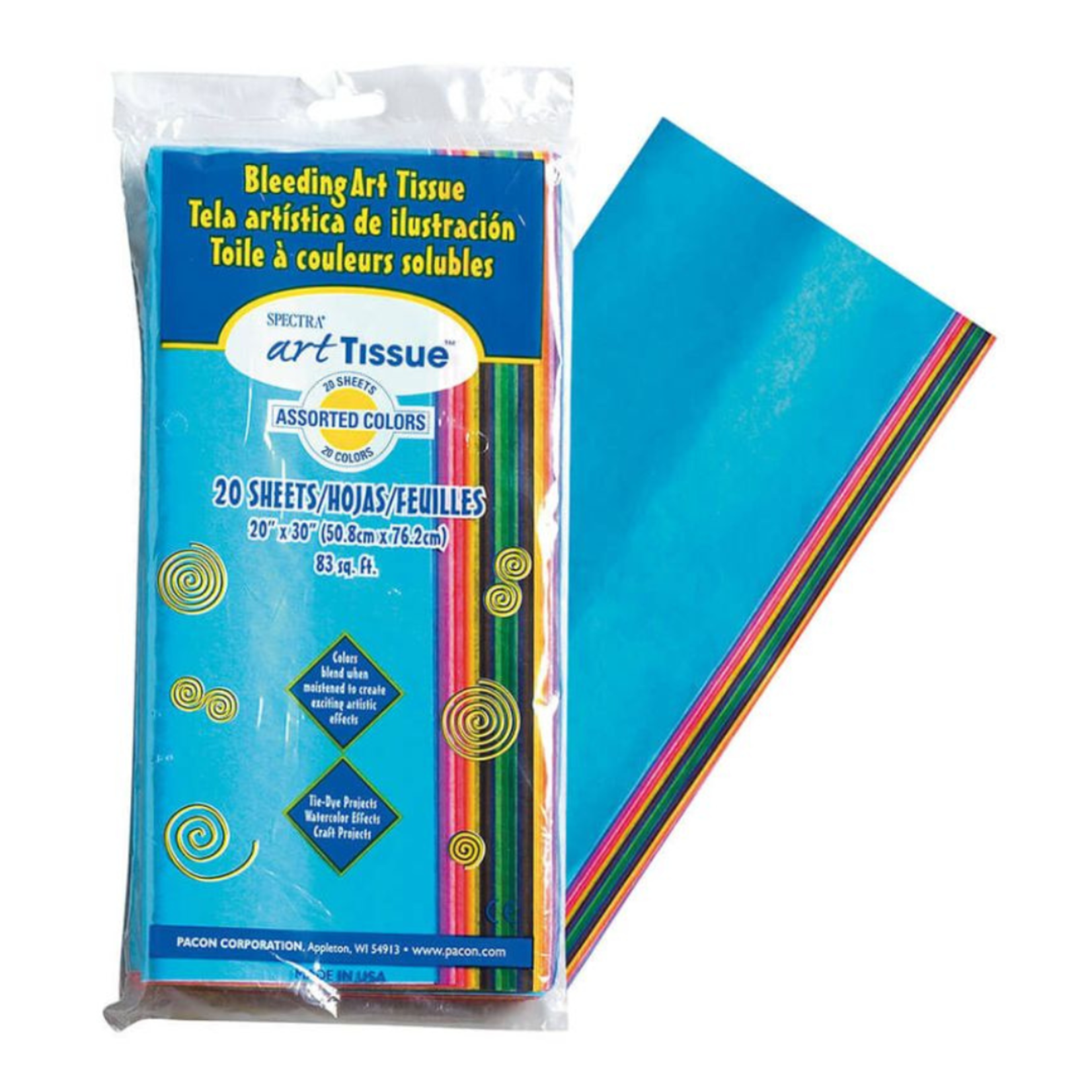 SPECTRA BLEEDING  ART TISSUE 20X30 20/SHEETS ASSORTED COLOURS