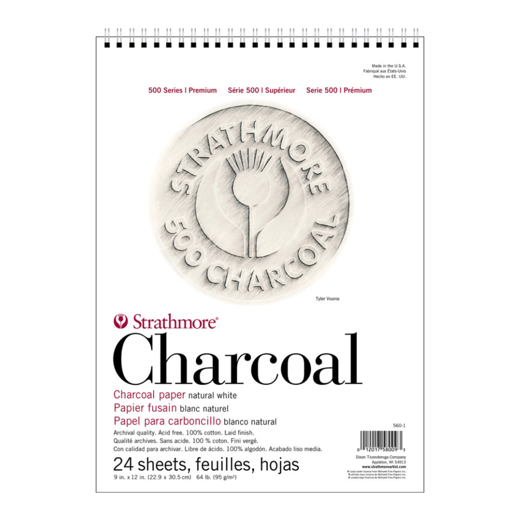 STRATHMORE 500 SERIES CHARCOAL PAD 9X12 WHITE