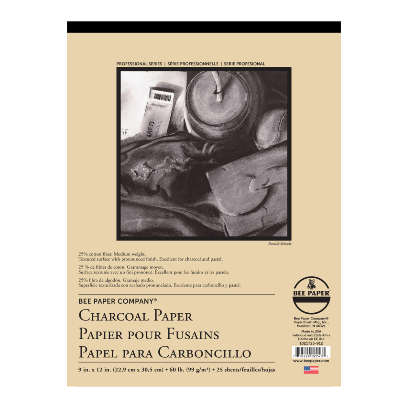 BEE PAPER BEE PAPER CHARCOAL PAPER PAD 9X12 25/SHT