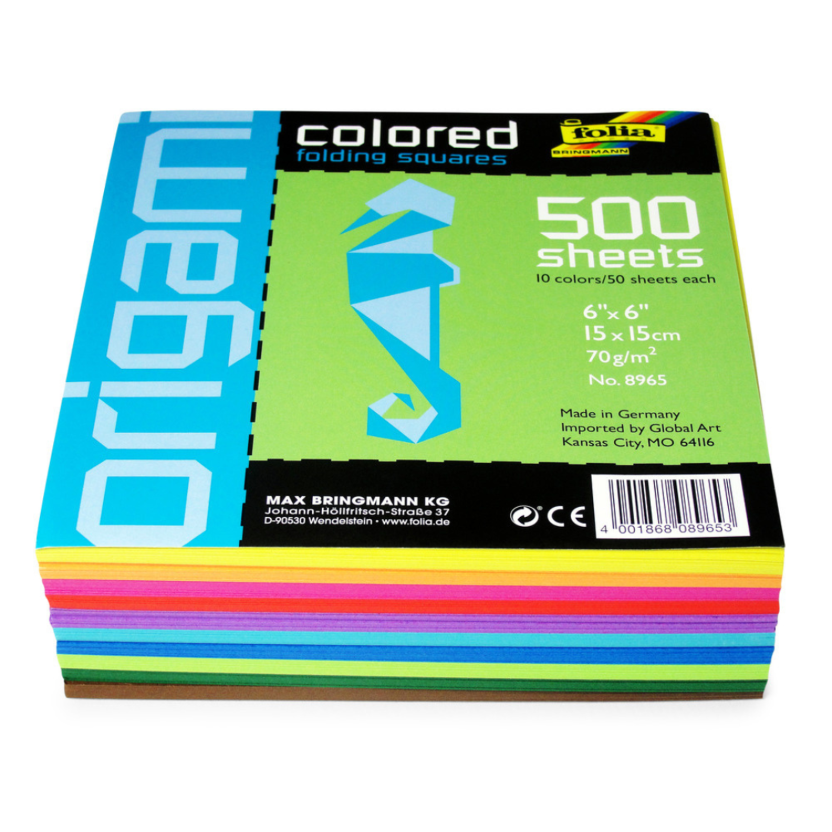 FOLIA FOLIA ORIGAMI PAPER  6" ASSORTED COLOURS 500/SHEETS