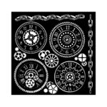 STAMPERIA MEDIA STENCIL 7X7" VOYAGES FANTASTIQUES - GEARS