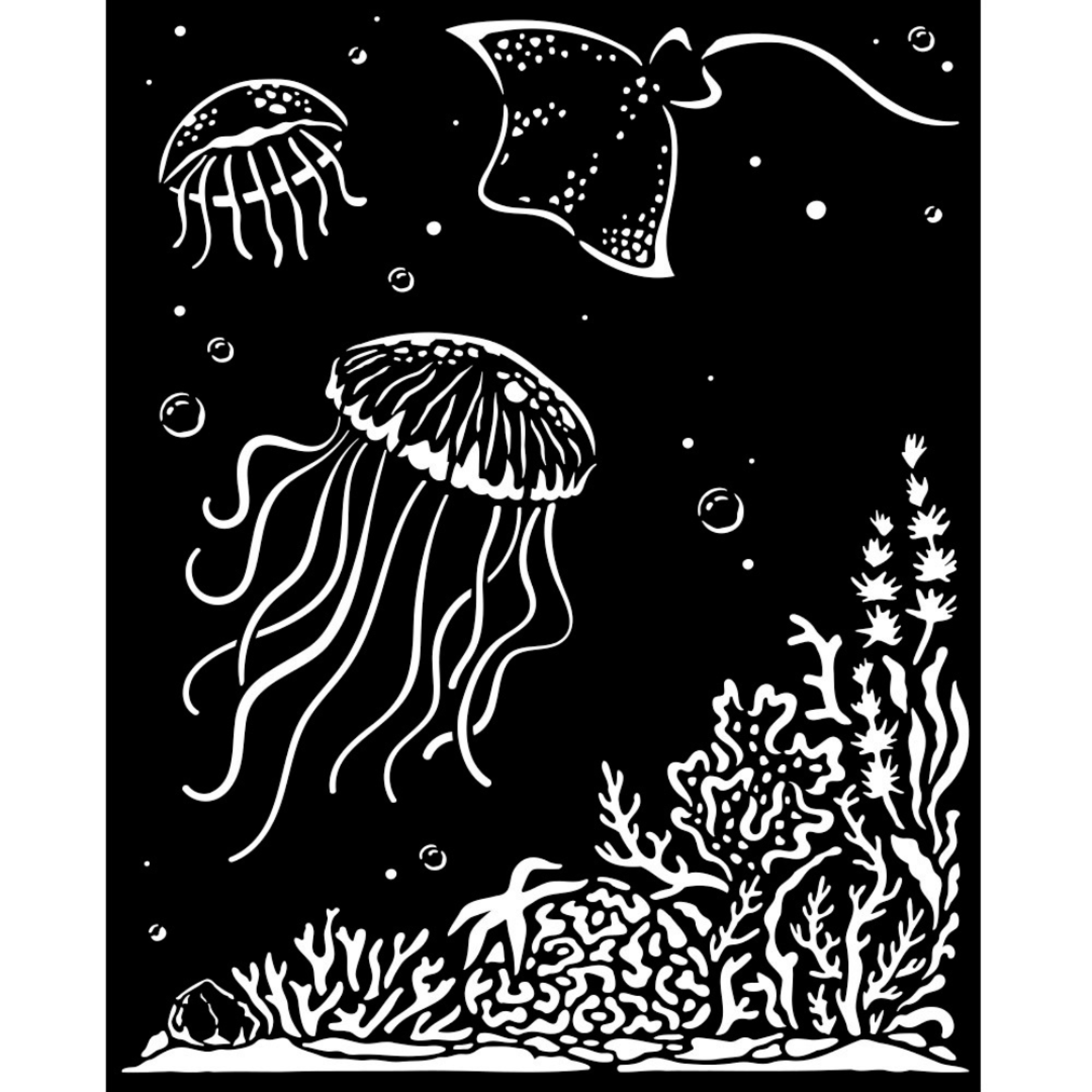 STAMPERIA MEDIA STENCIL 8X10" - JELLYFISH