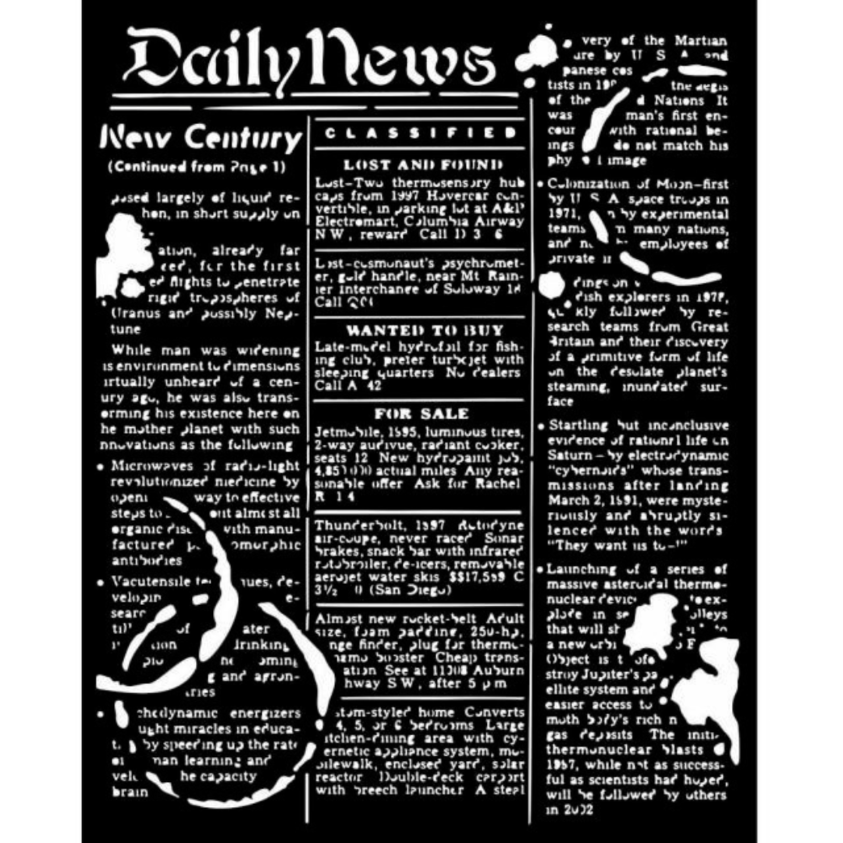 STAMPERIA MEDIA STENCIL 8X10" COFFEE AND CHOCOLATE - DAILY NEWS