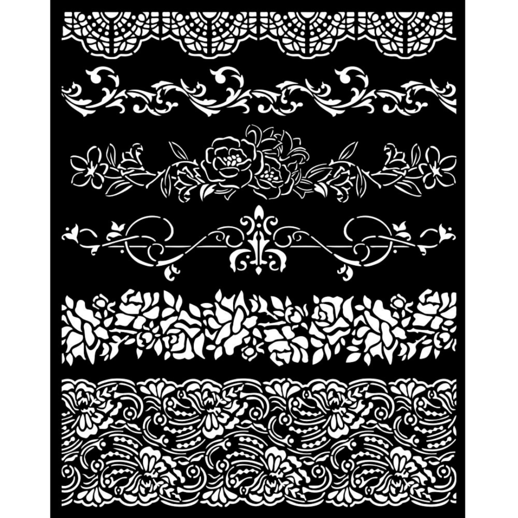 STAMPERIA MEDIA STENCIL 8X10" ROMANCE FOREVER - BORDERS