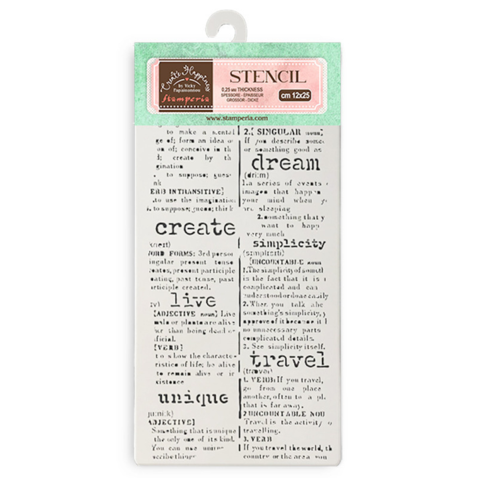 STAMPERIA MEDIA STENCIL 4.75X10 DICTIONARY