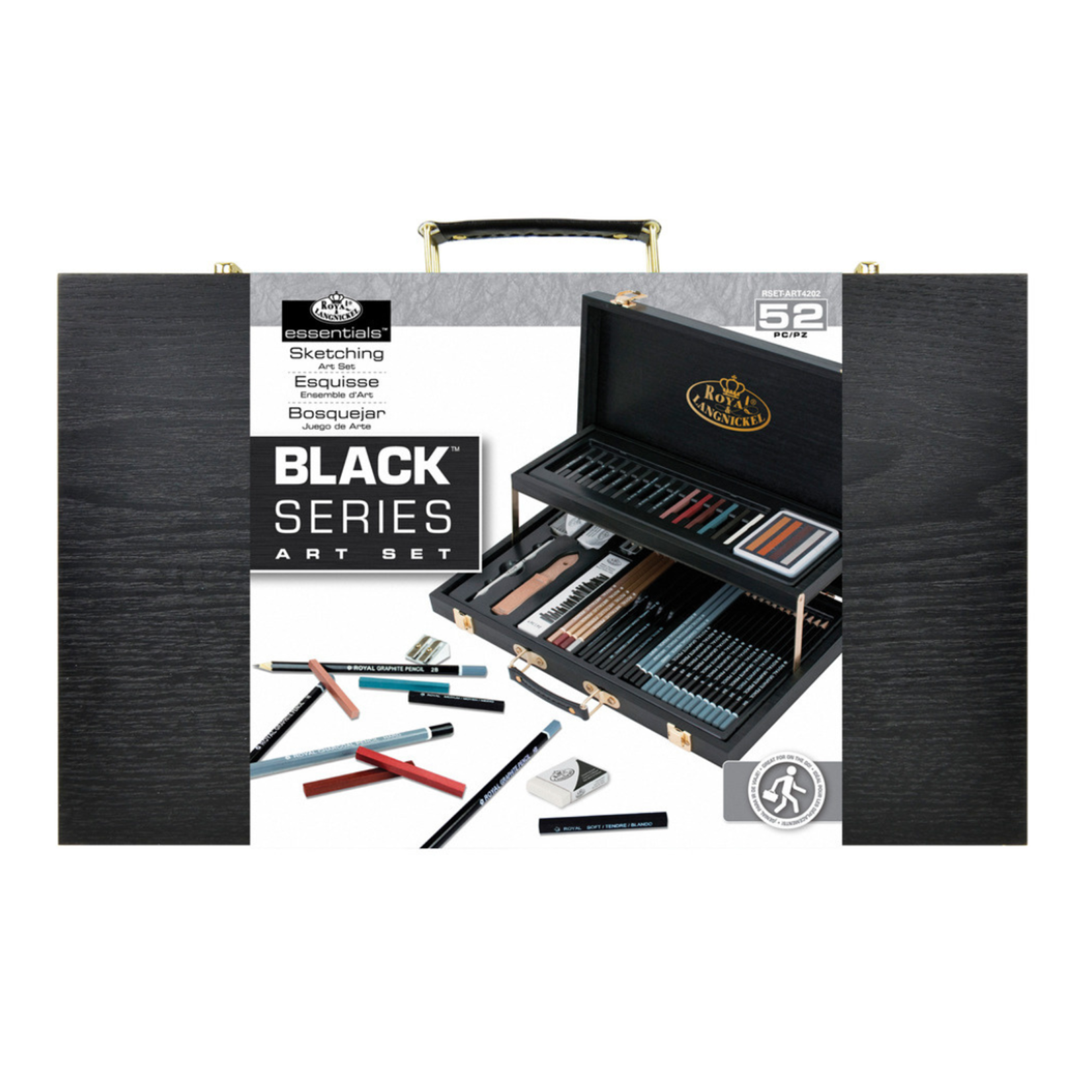 ROYAL & LANGNICKEL ESSENTIALS BLACK SERIES SKETCHING SET 52/PC