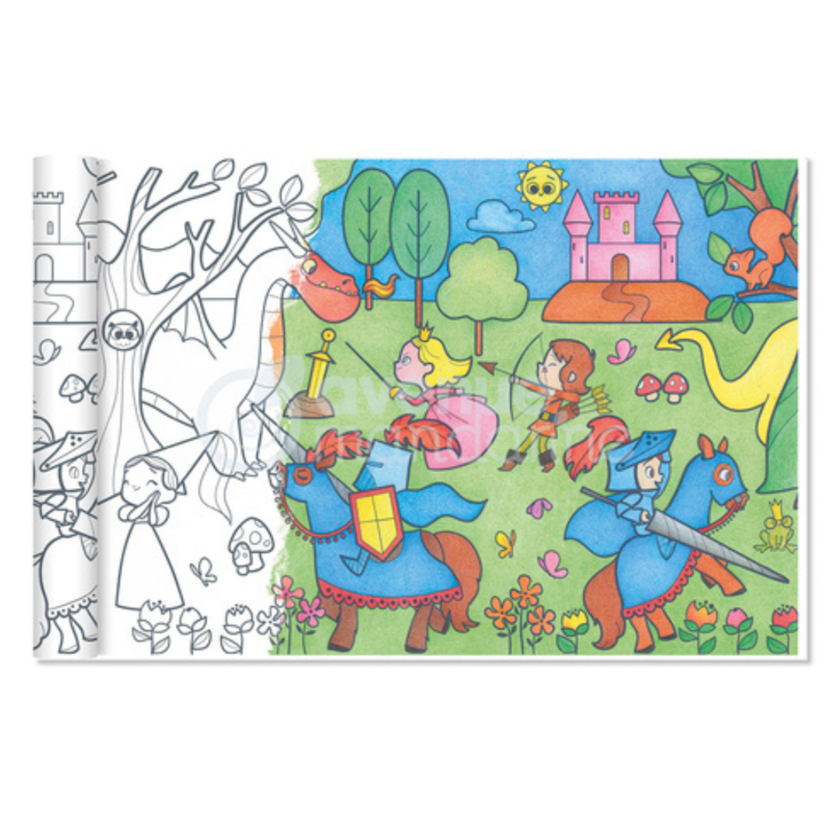 GRAFFY ROLL PRINCESSES AND KNIGHTS COLOURING ROLL 14"x16FT