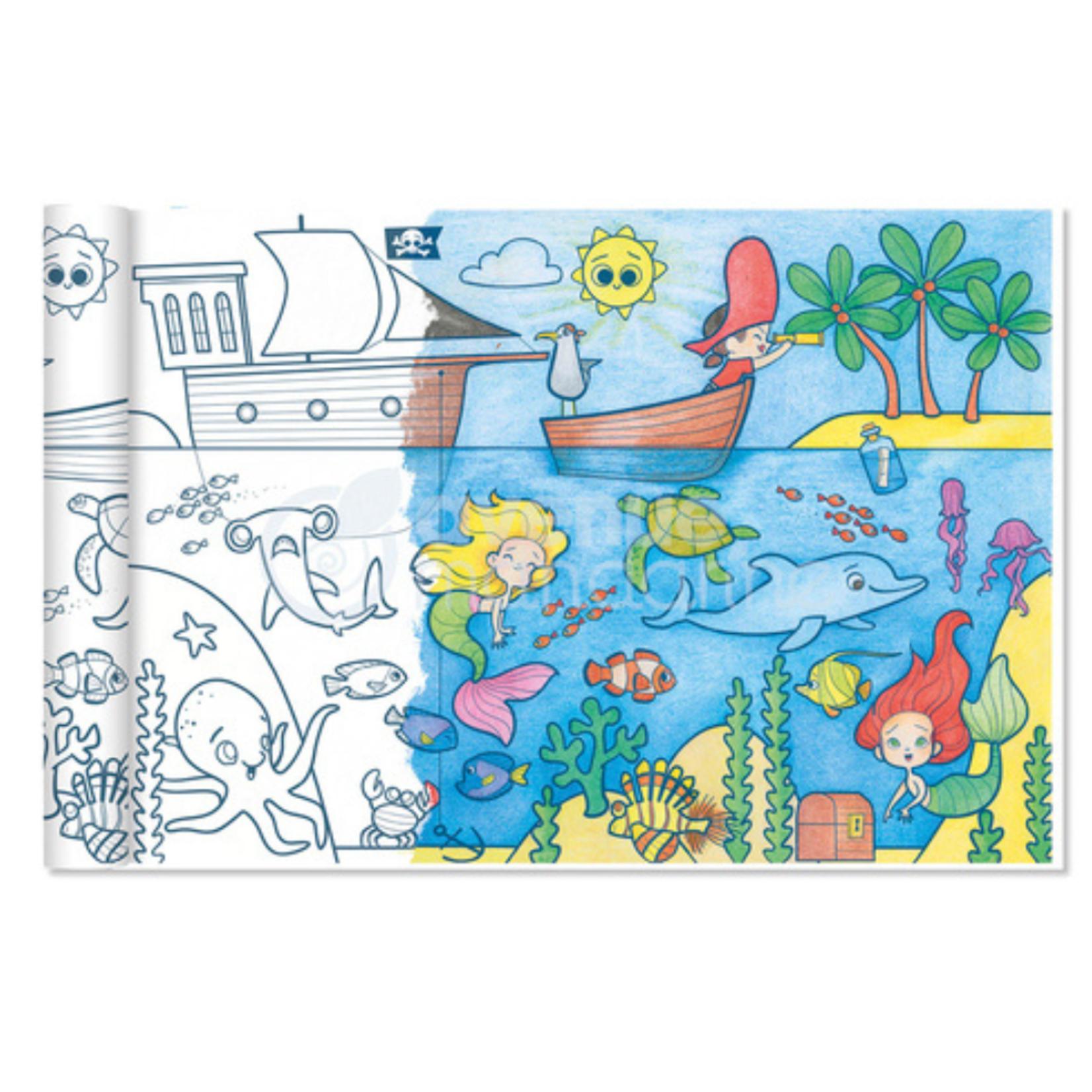 GRAFFY ROLL PIRATES AND MERMAIDS COLOURING ROLL 14"x16FT