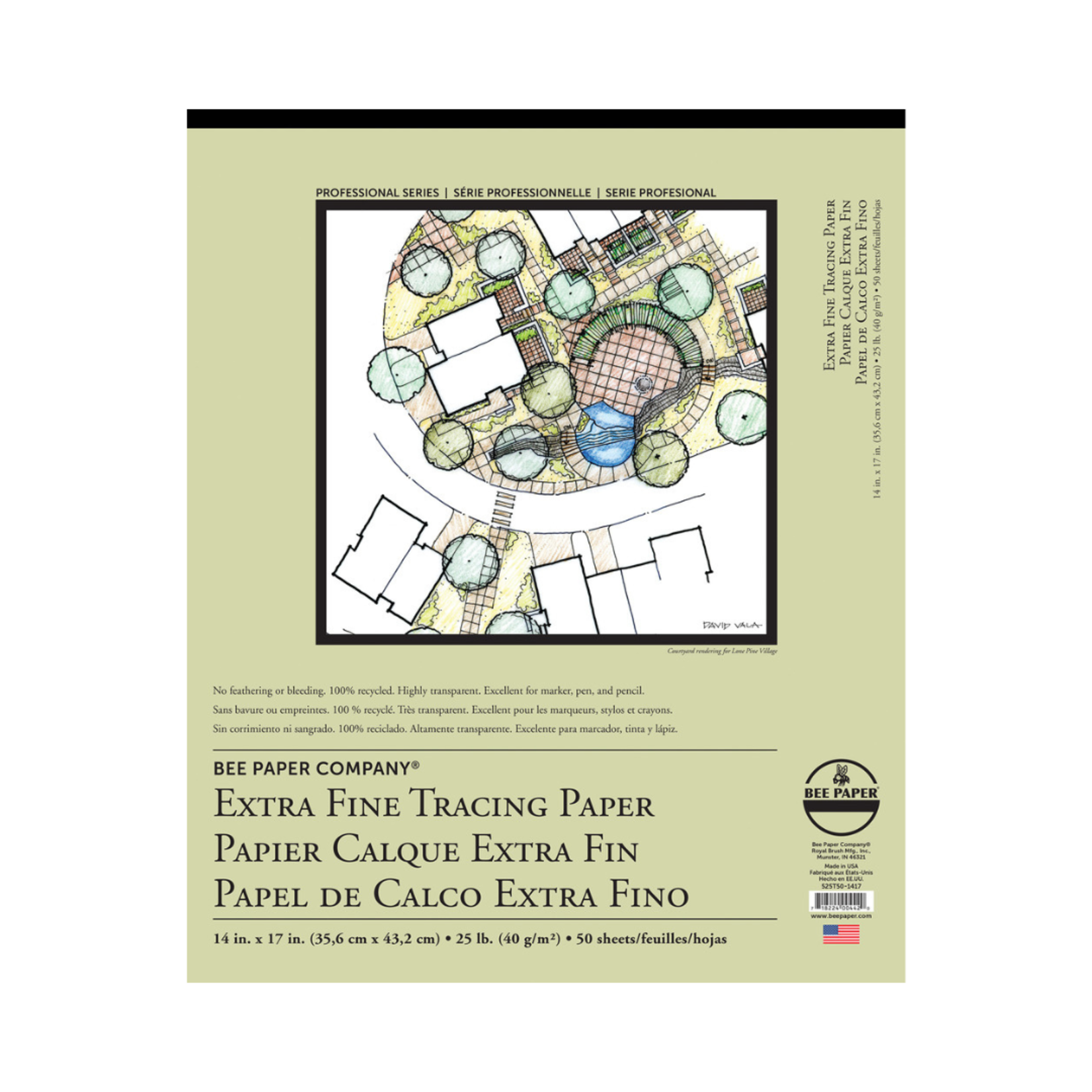 BEE PAPER BLEED PROOF EXTRA FINE TRACING PAPER PAD 14X17" 50/SHT