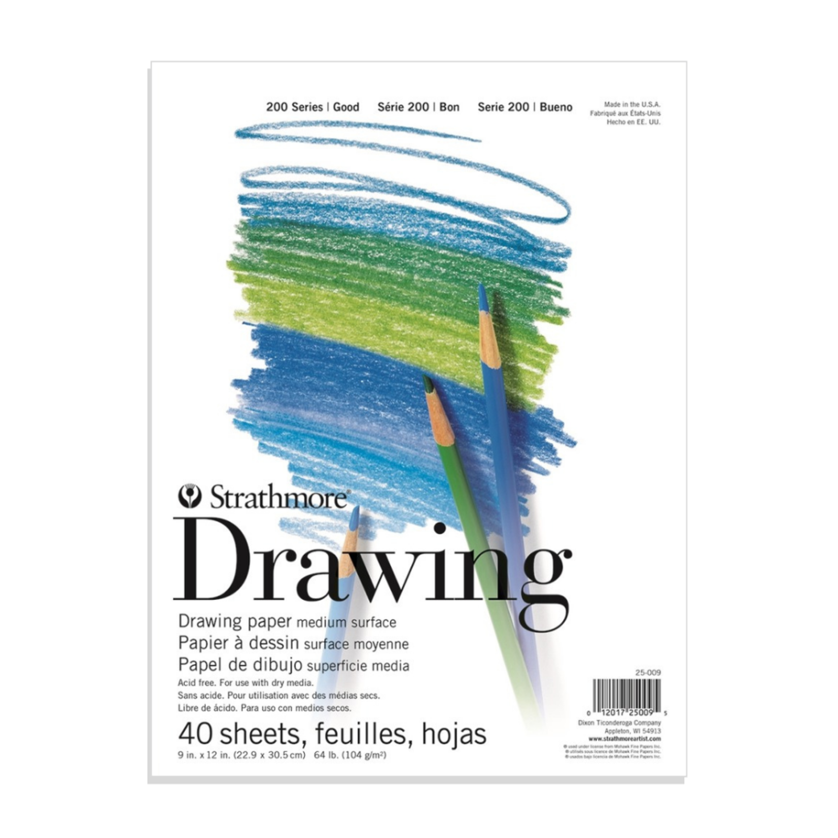 STRATHMORE 200 SERIES DRAWING PAD 64LB 9X12" 40/SHT