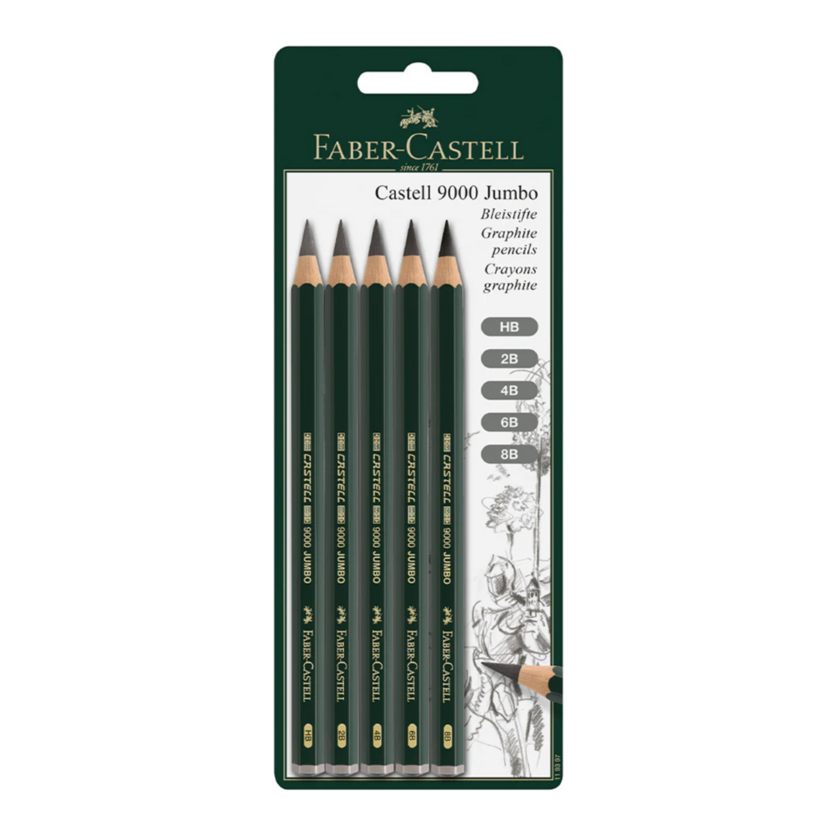 FABER CASTELL 9000 JUMBO GRAPHITE PENCILS SET/5