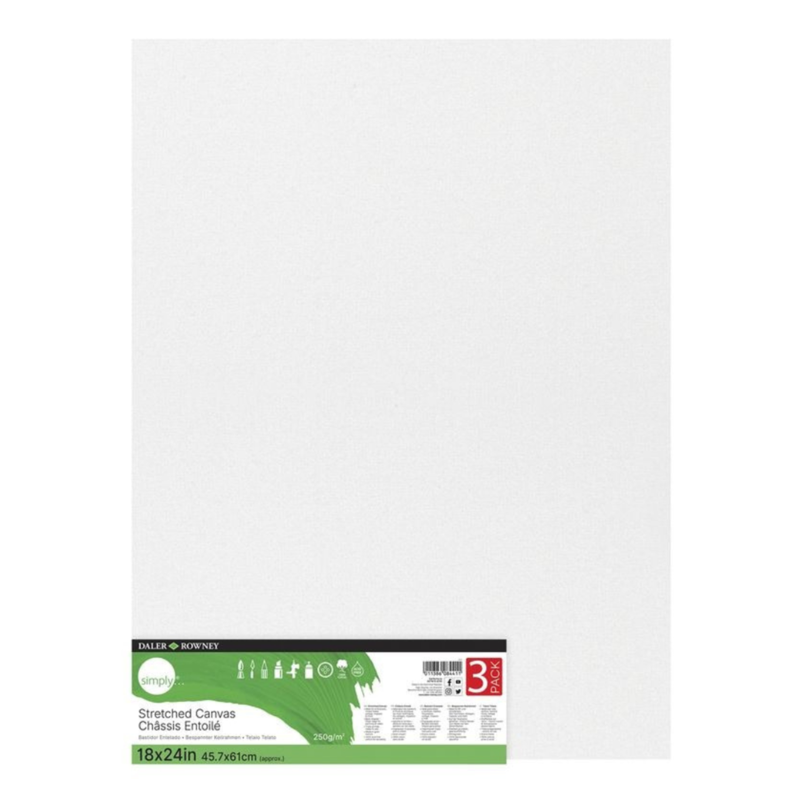 DALER ROWNEY SIMPLY CANVAS PANEL 18X24" 3/PACK