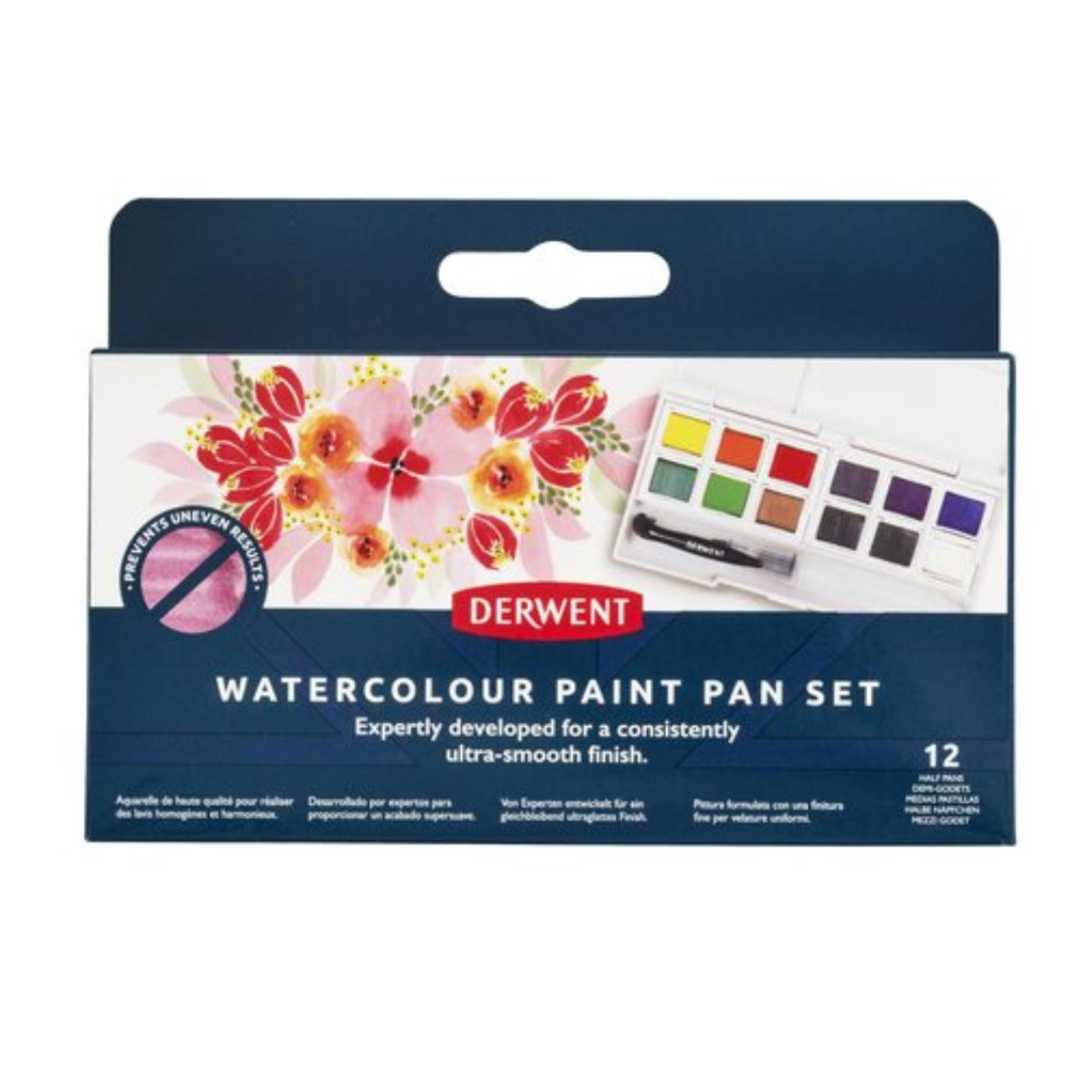 DERWENT WATERCOLOUR PAINT PAN SET 12/PC