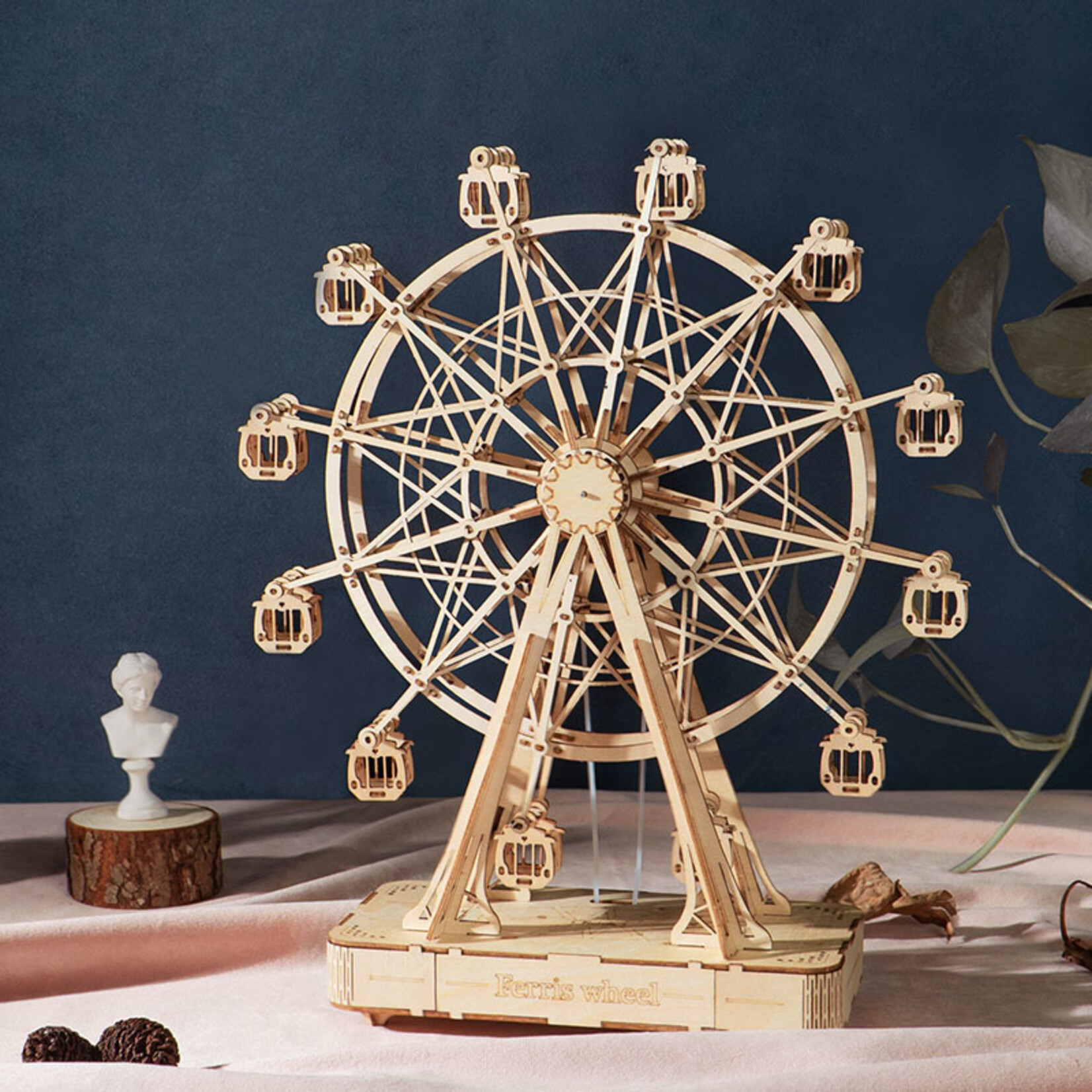 HANDS CRAFT 3D MODERN WOODEN PUZZLE FERRIS WHEEL WITH MUSIC BOX