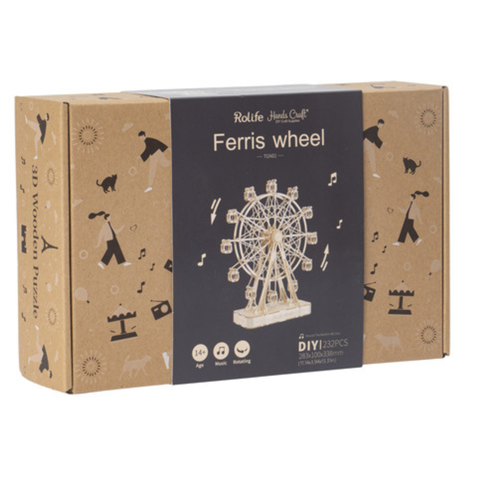 HANDS CRAFT 3D MODERN WOODEN PUZZLE FERRIS WHEEL WITH MUSIC BOX