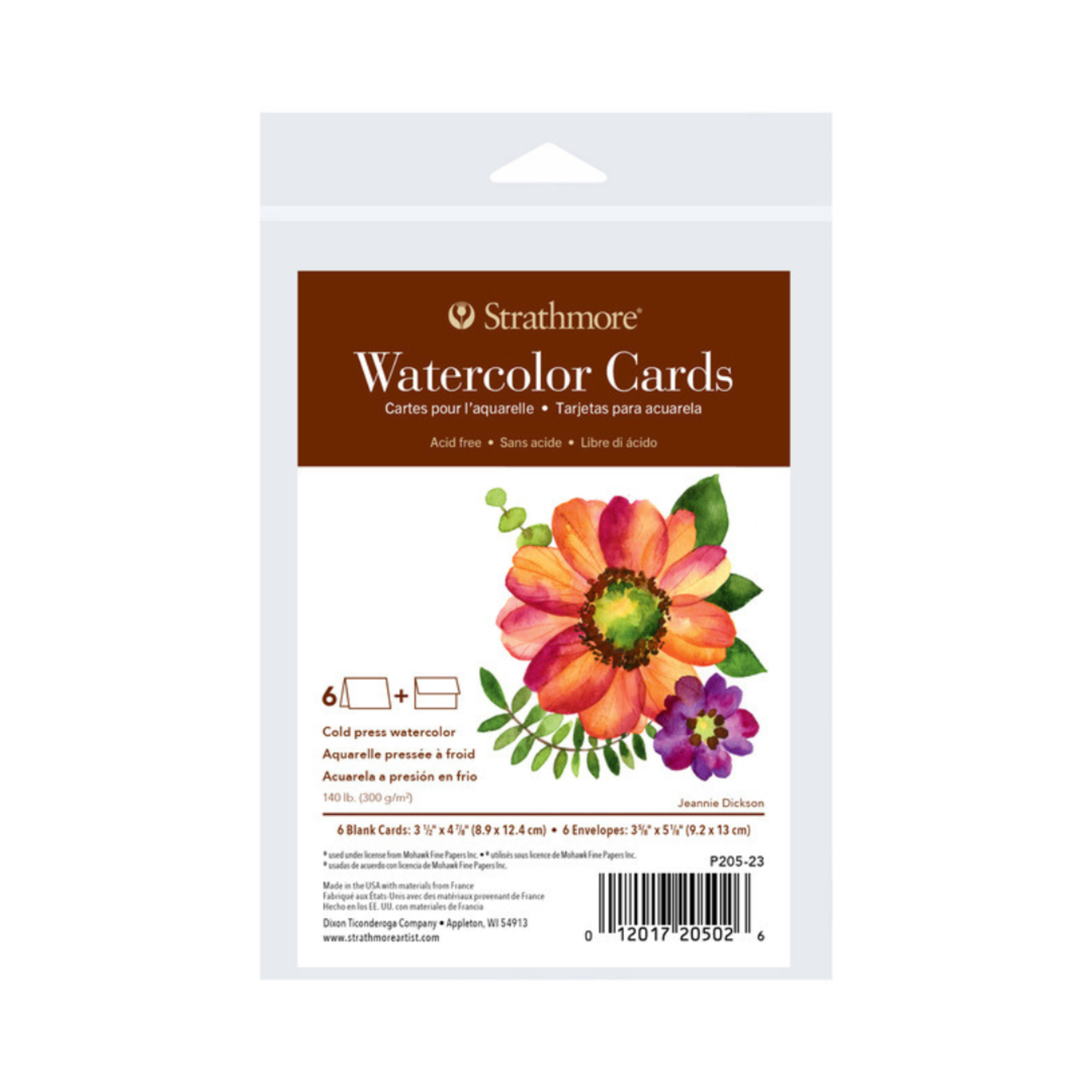 STRATHMORE WATERCOLOUR CARDS 3.5X5" 6/PK