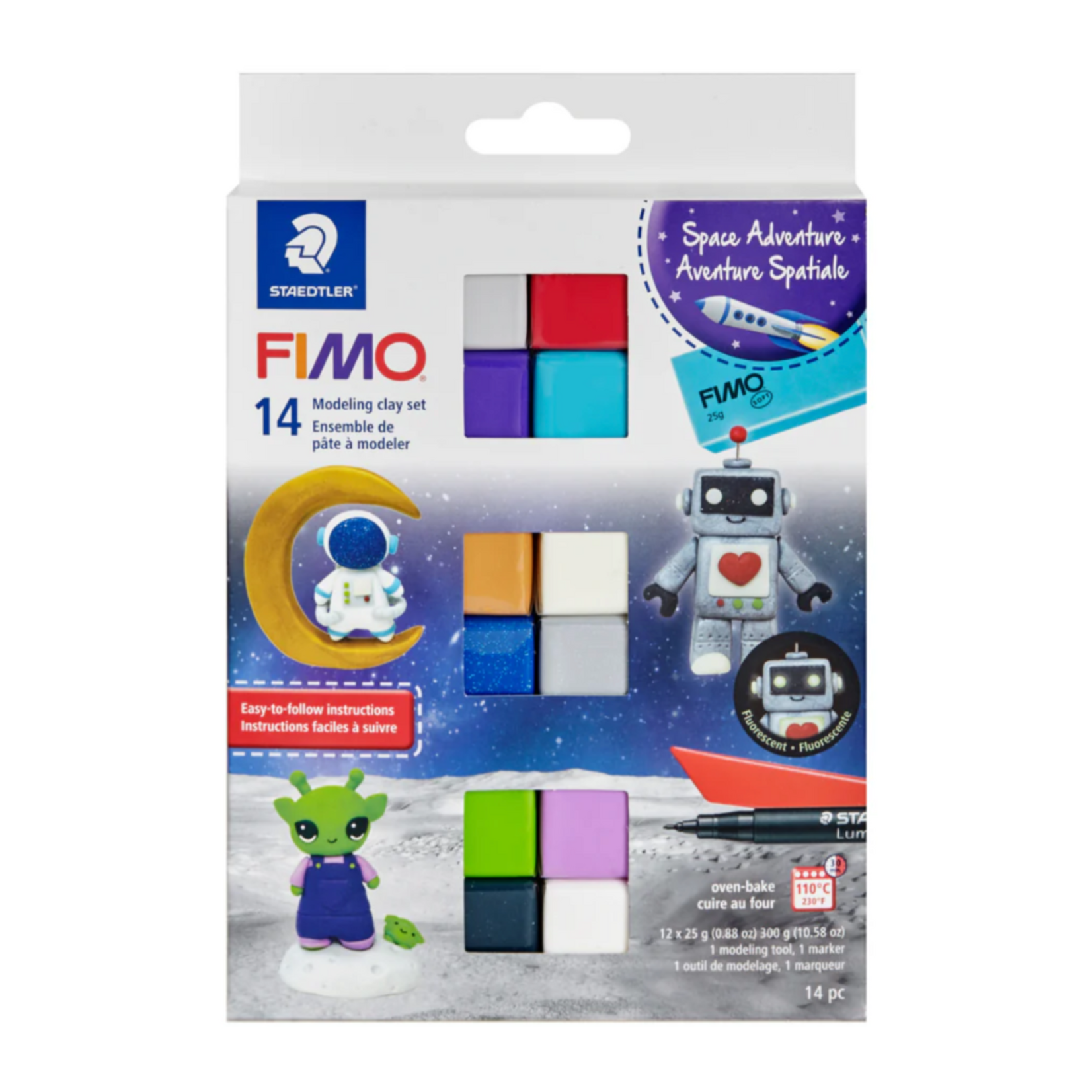 STAEDTLER FIMO SOFT HALF BLOCKS SPACE ADVENTURE SET/14 (SET/12 + 2 TOOLS)