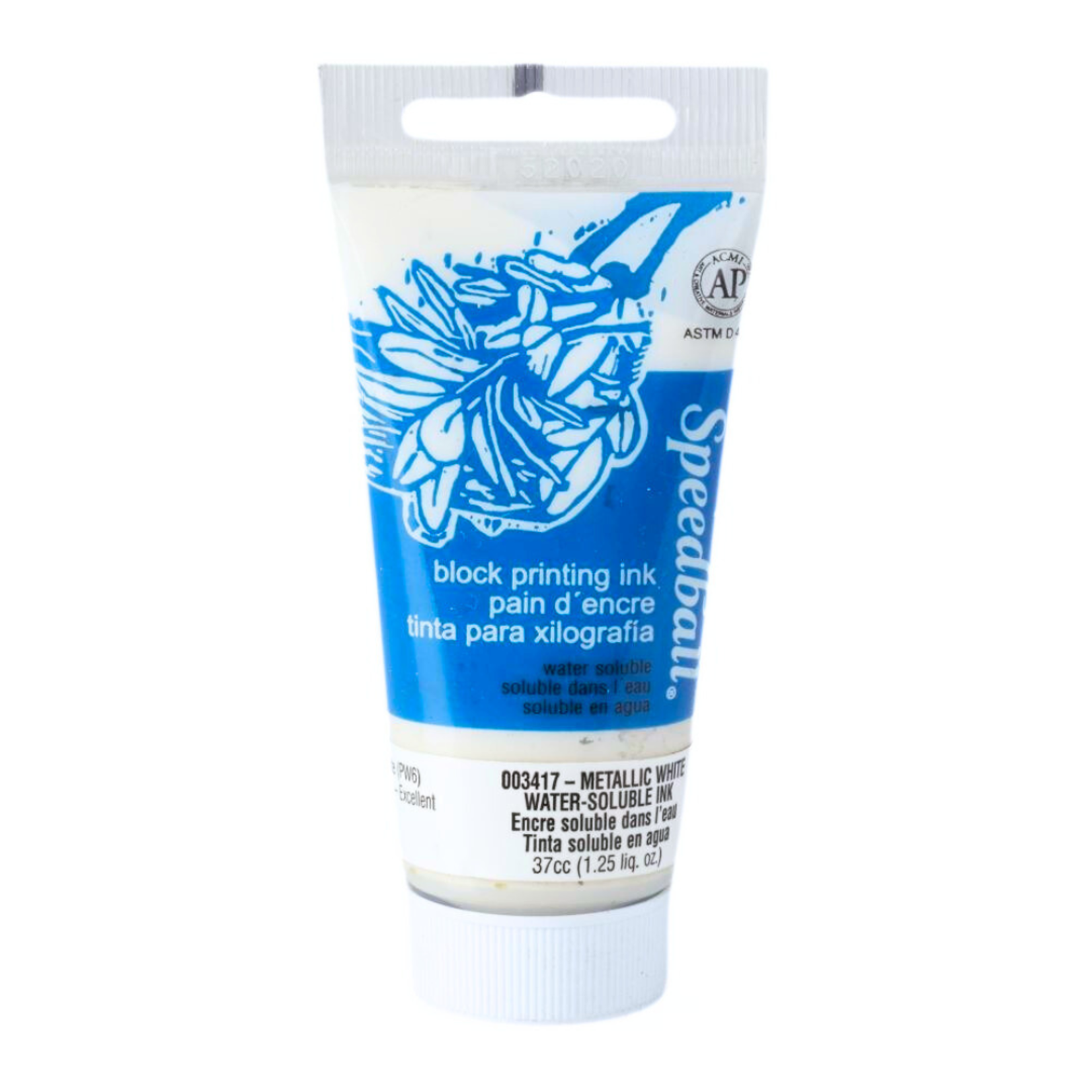 SPEEDBALL BLOCK PRINTING INK WATER SOLUBLE PLATINUM WHITE 2.5OZ