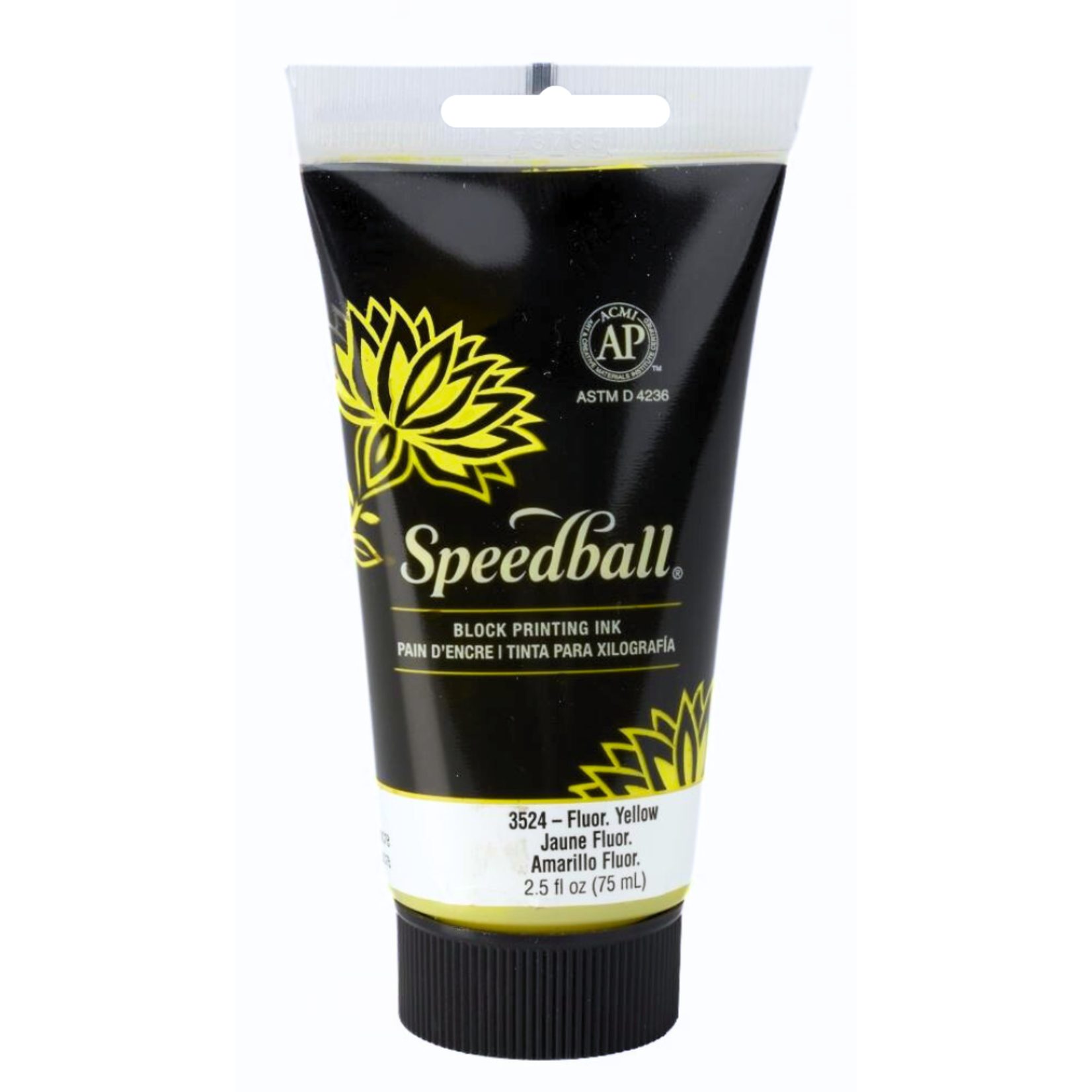 SPEEDBALL BLOCK PRINTING INK WATER SOLUBLE FLUORESCENT YELLOW 2.5OZ