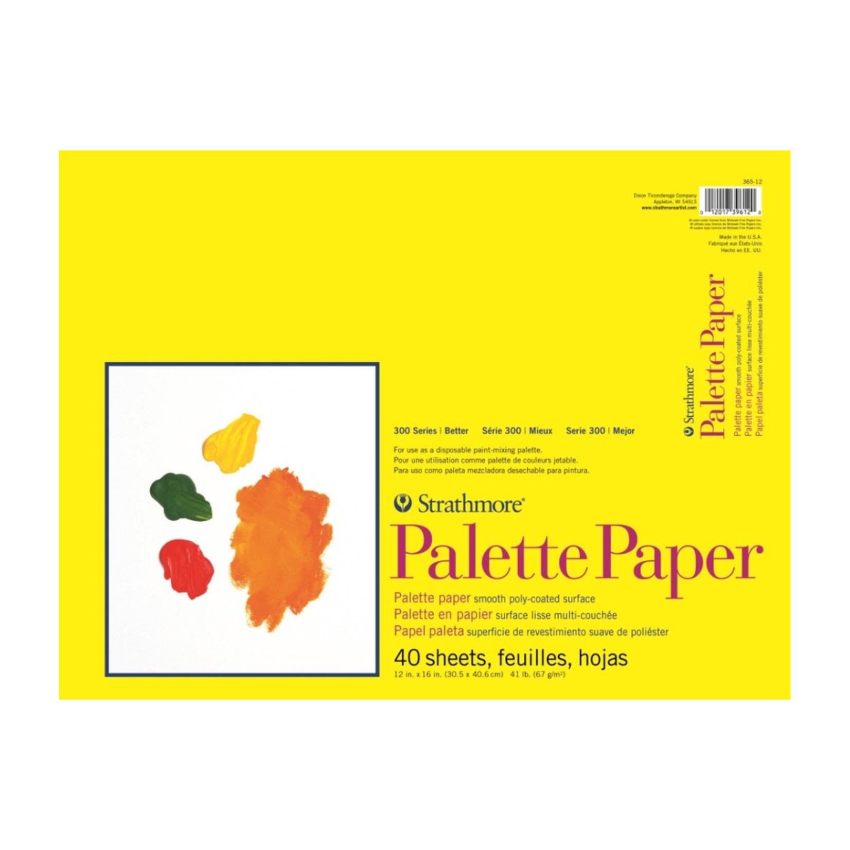 STRATHMORE 300 SERIES PALETTE PAPER PAD 12X16 WHITE 40/SHEETS