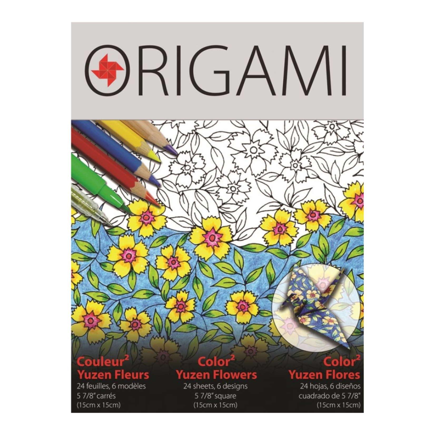 YASUTOMO YASUTOMO ORIGAMI PAPER 5 7/8" COLOUR 2  YUZEN FLORALS 24/PK