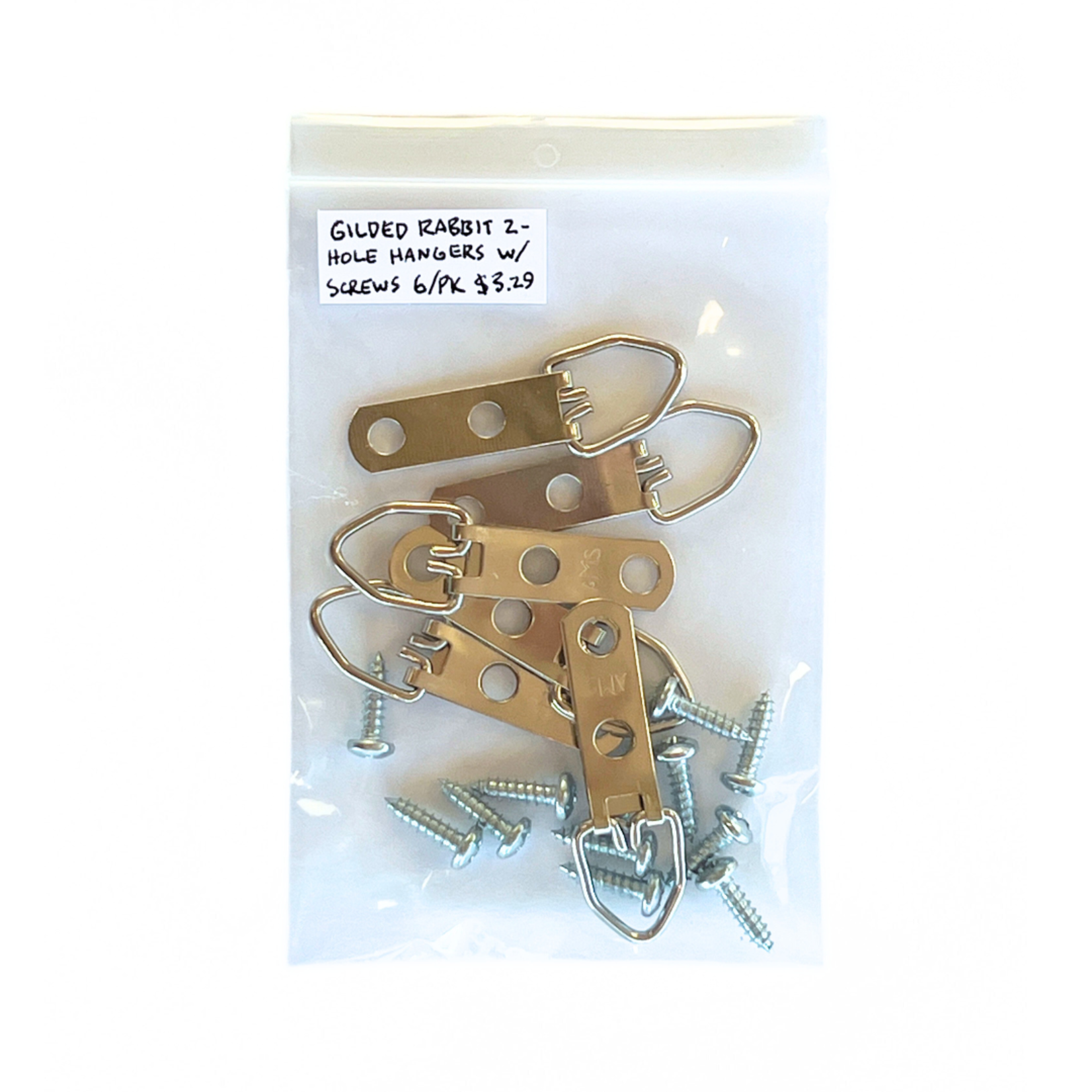GILDED RABBIT 2 HOLE HANGERS W/ SCREWS 6/PK