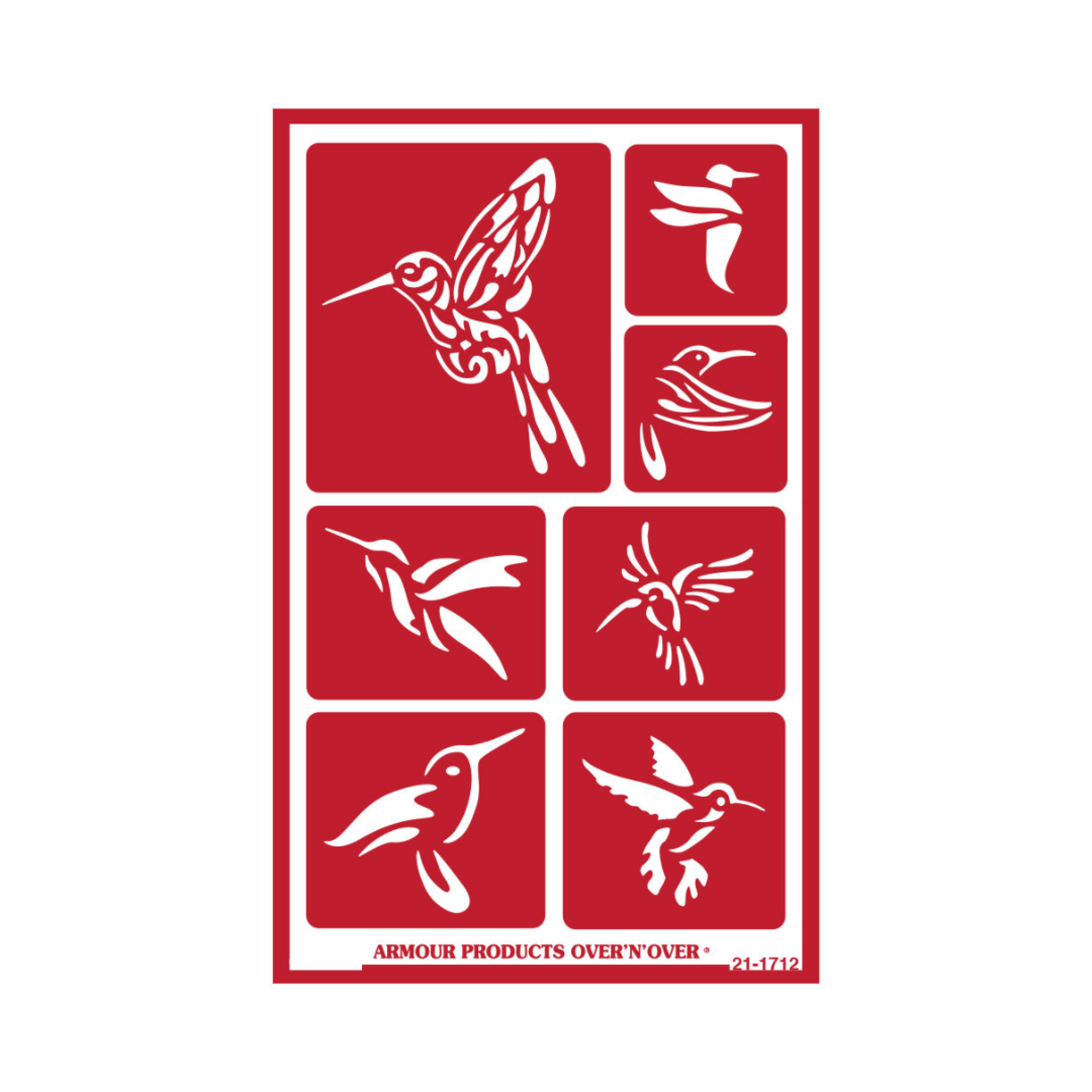 ARMOUR OVER N OVER GLASS ETCHING STENCIL HUMMINGBIRDS