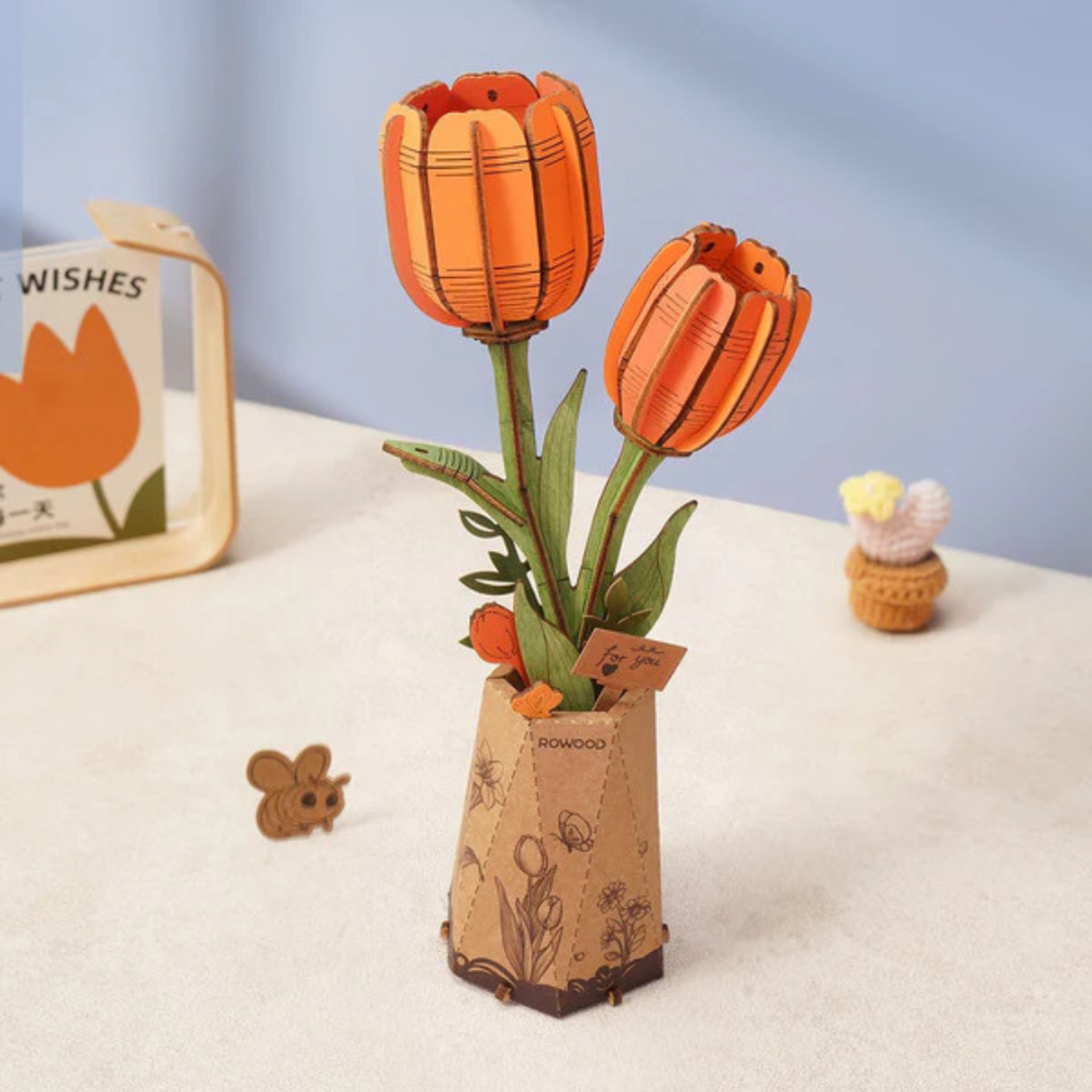 ROWOOD 3D WOODEN PUZZLE ORANGE TULIP