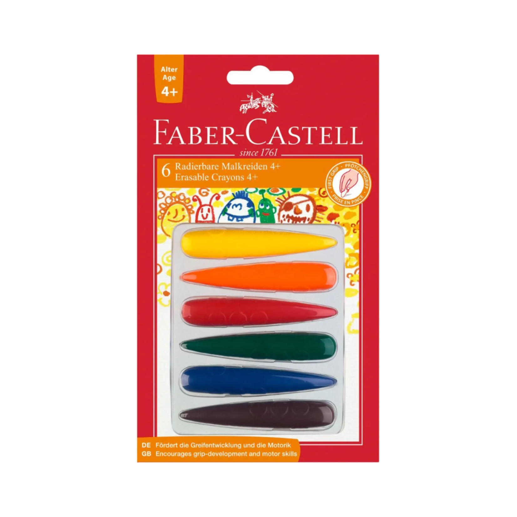 FABER CASTELL ERASABLE FINGER CRAYONS 6/PK