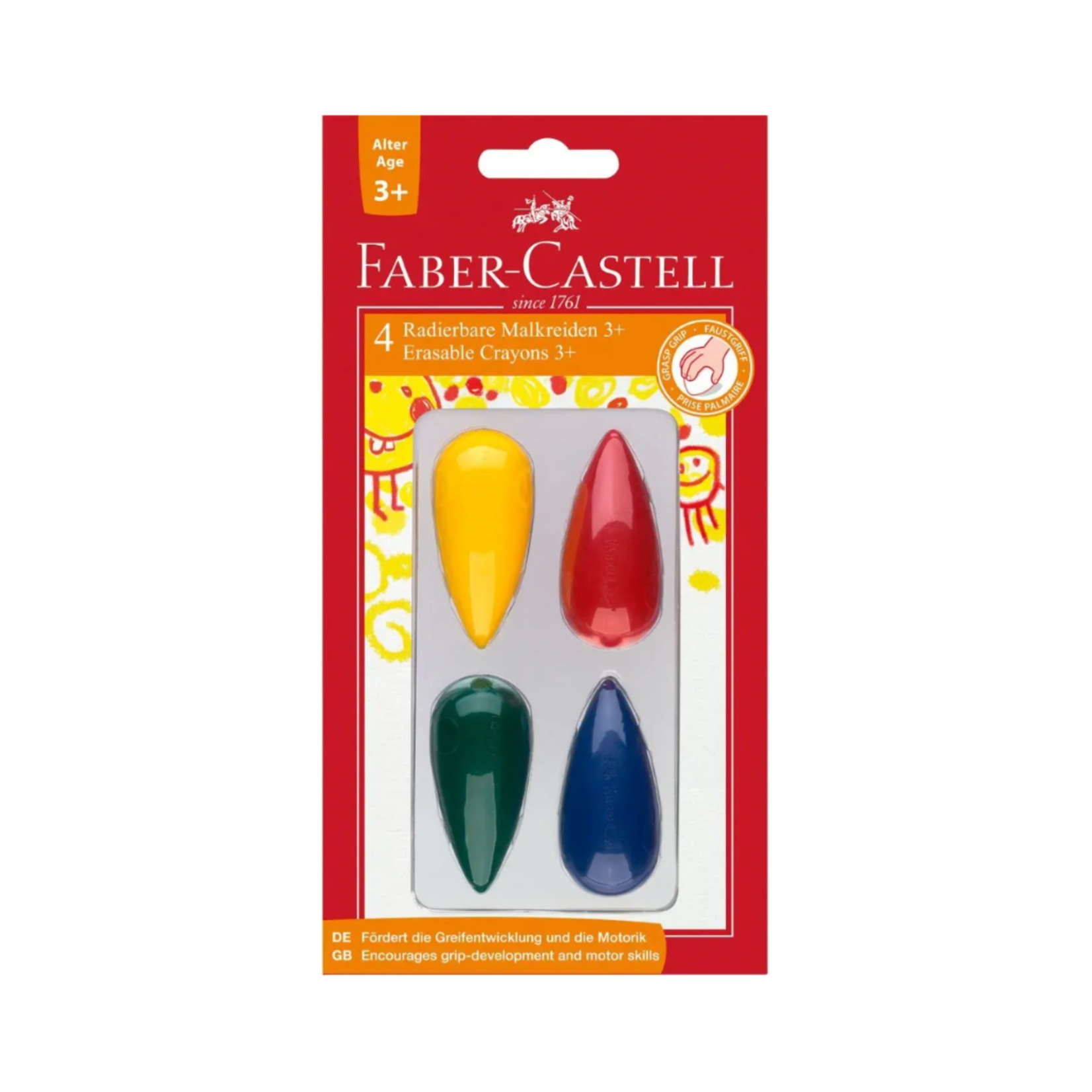 FABER CASTELL ERASABLE BULB CRAYONS 4/PK