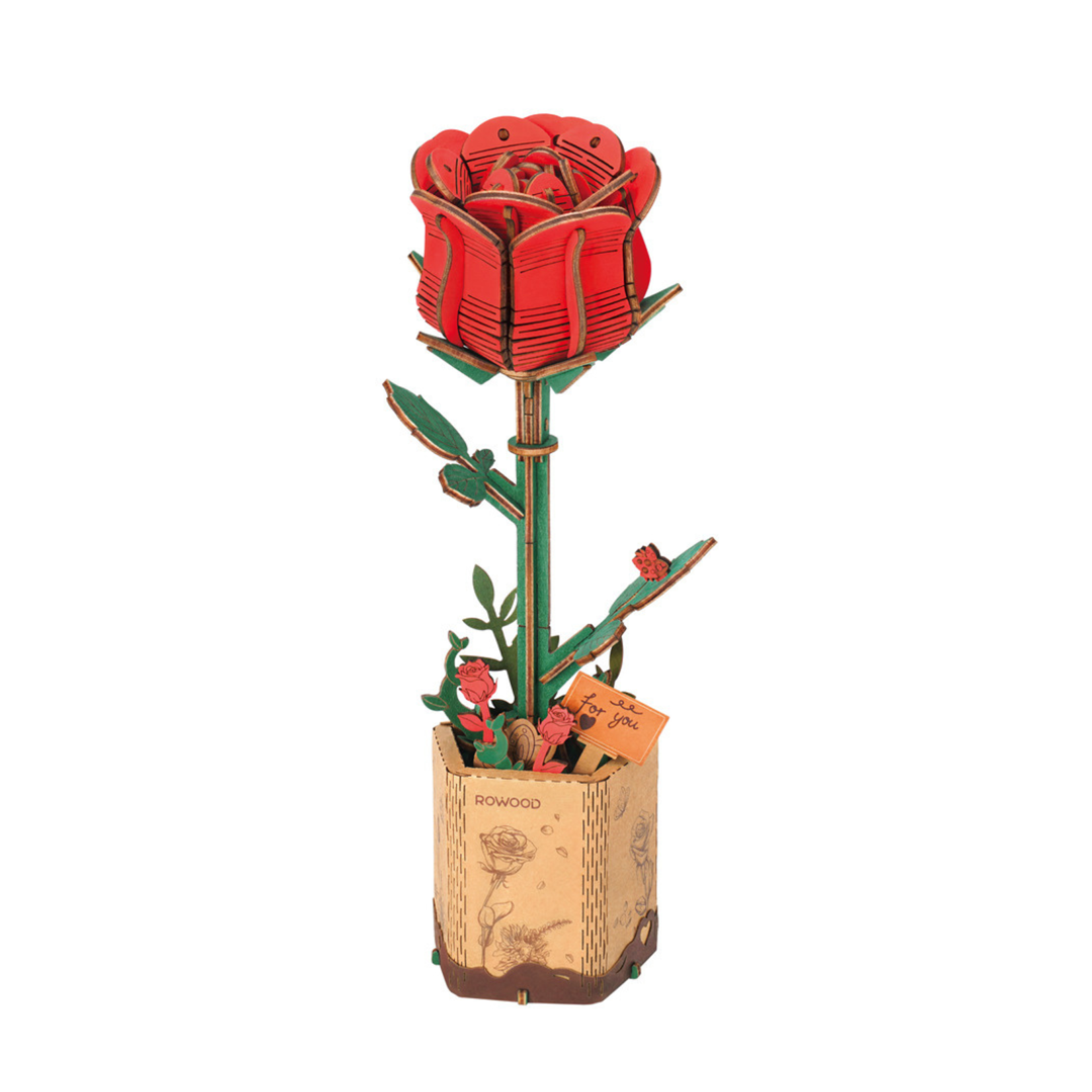 ROWOOD 3D WOODEN PUZZLE RED ROSE