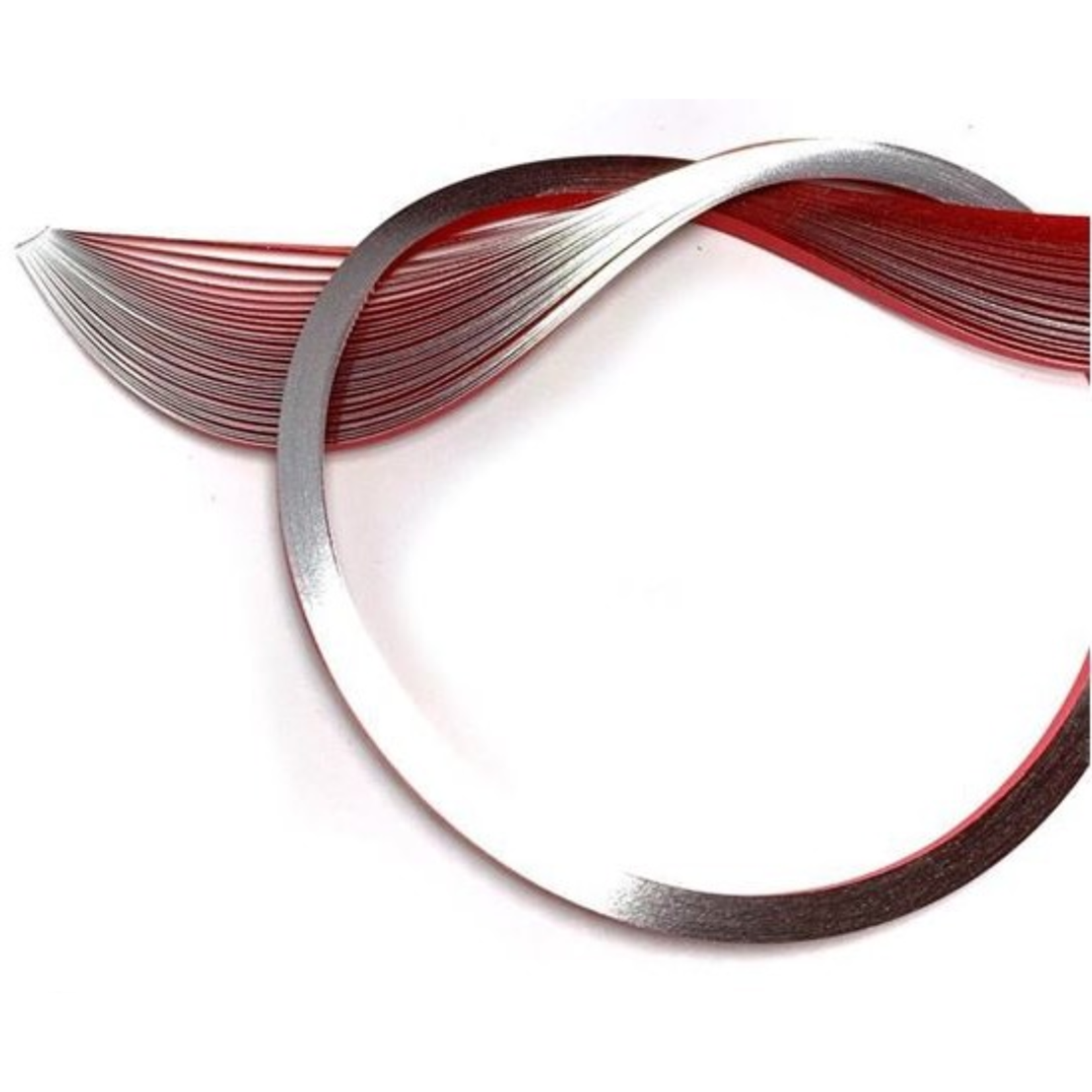QUILLED CREATIONS METALLIC EDGE PAPER 1/8" SILVER ON RED
