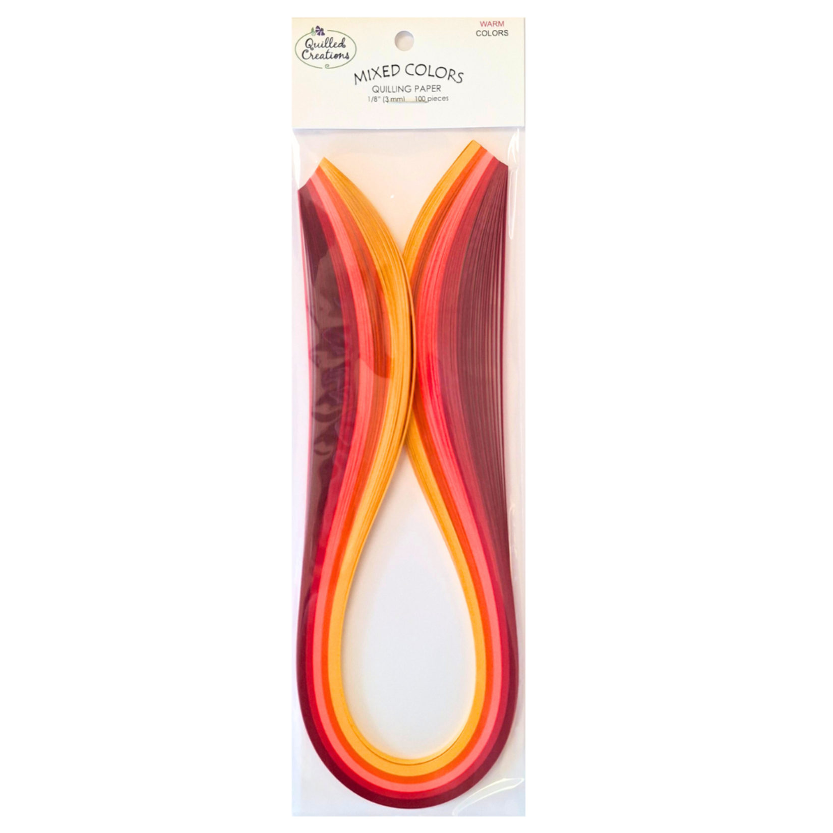 QUILLED CREATIONS MIXED PAPER PACK 1/8" WARM COLOURS