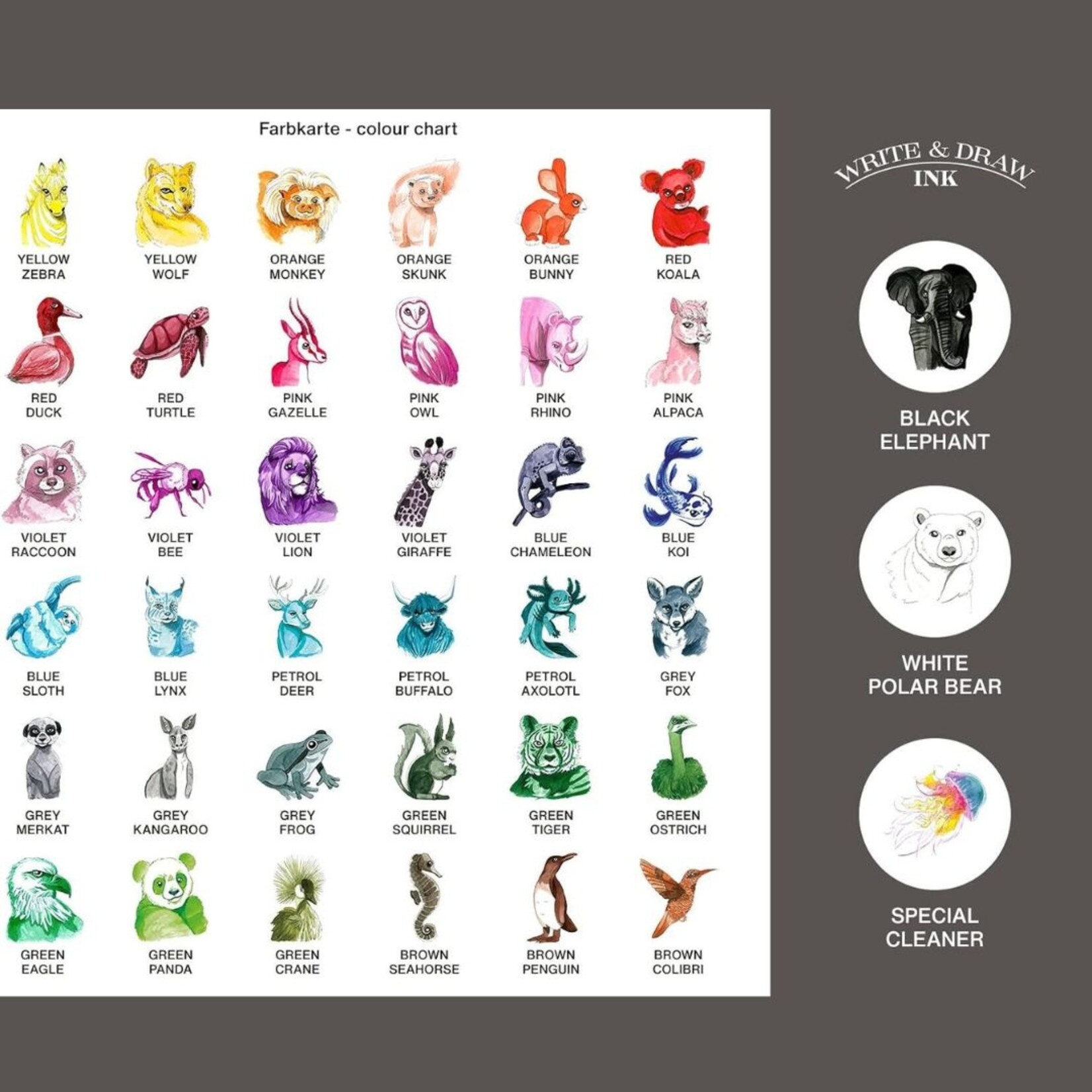 OCTOPUS WRITE & DRAW OCTOPUS WRITE & DRAW FOUNTAIN PEN INK SET/6X10ML MOUNTAIN