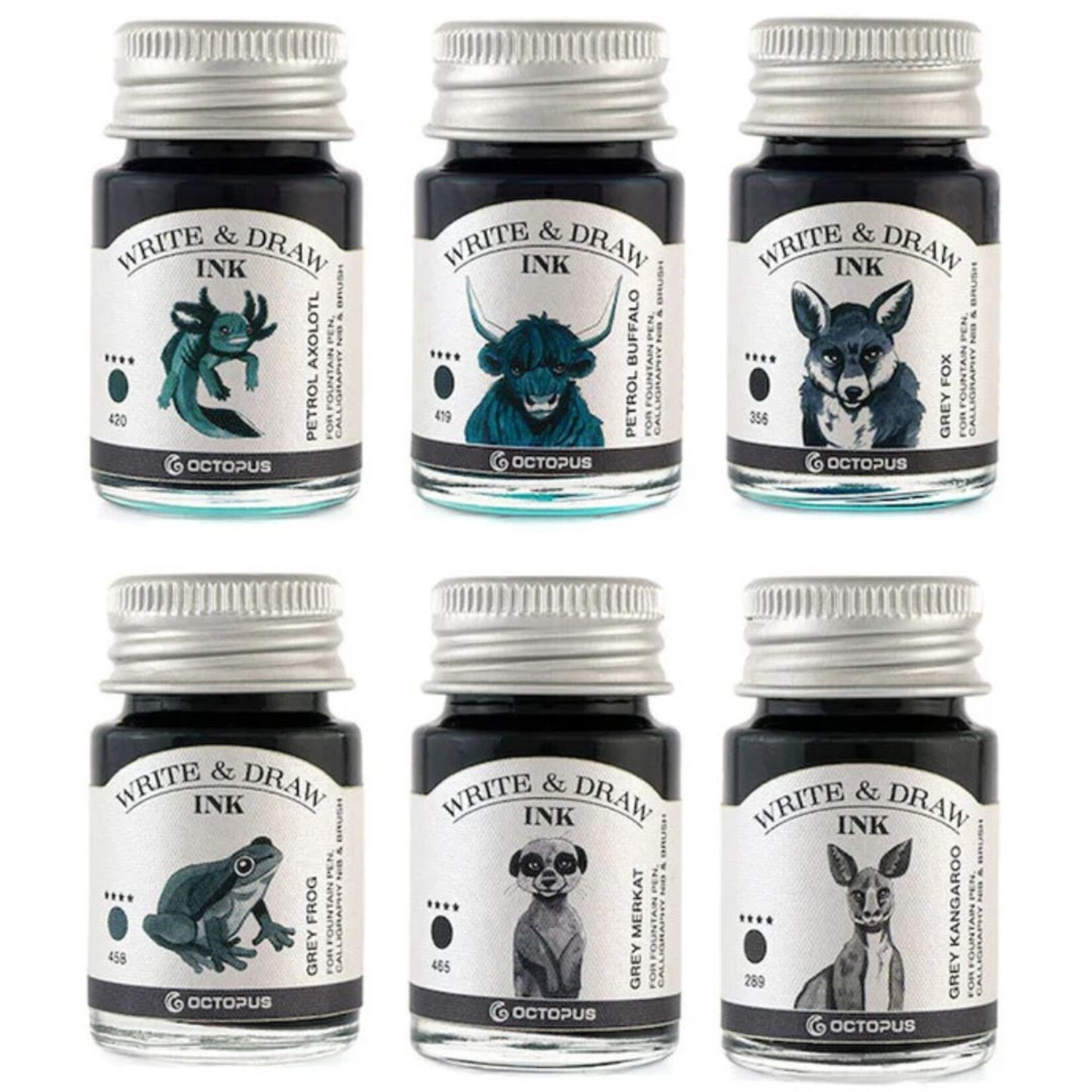 OCTOPUS WRITE & DRAW OCTOPUS WRITE & DRAW FOUNTAIN PEN INK SET/6X10ML MOUNTAIN