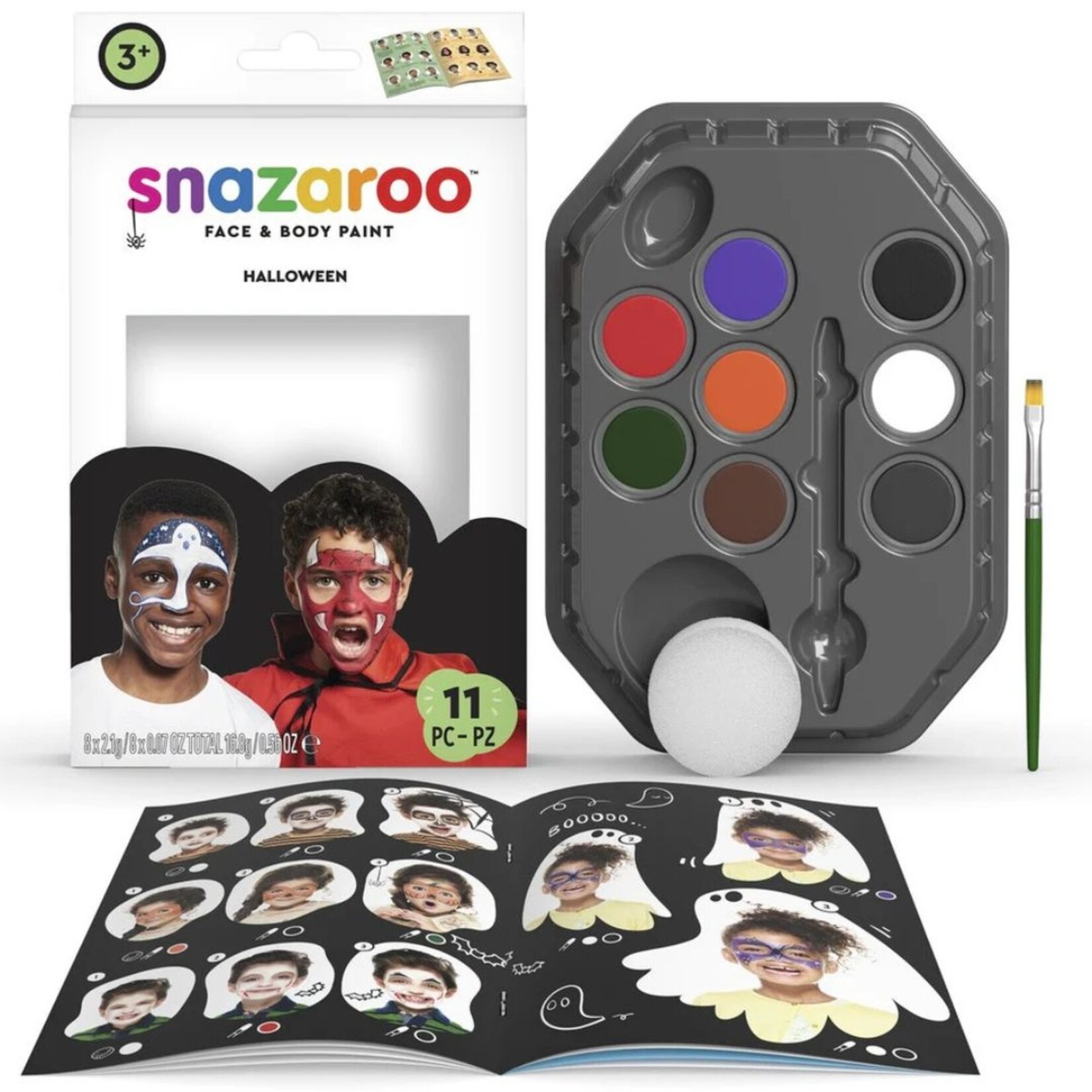 SNAZAROO FACE PAINTING KIT HALLOWEEN 11/PCS