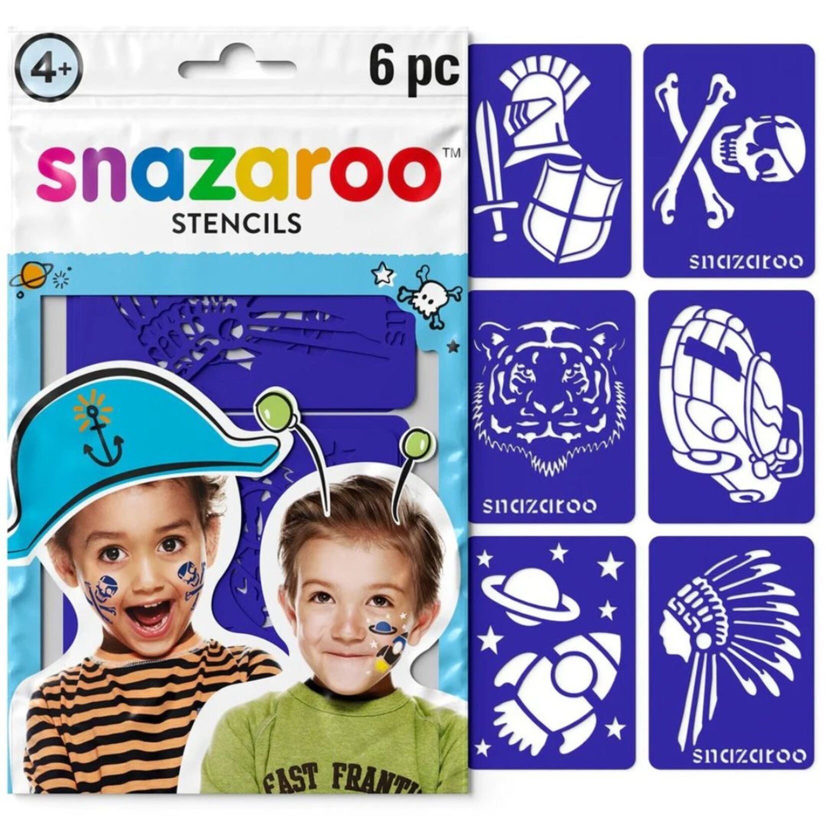SNAZAROO FACE PAINT STENCILS ADVENTURE 6/PCS