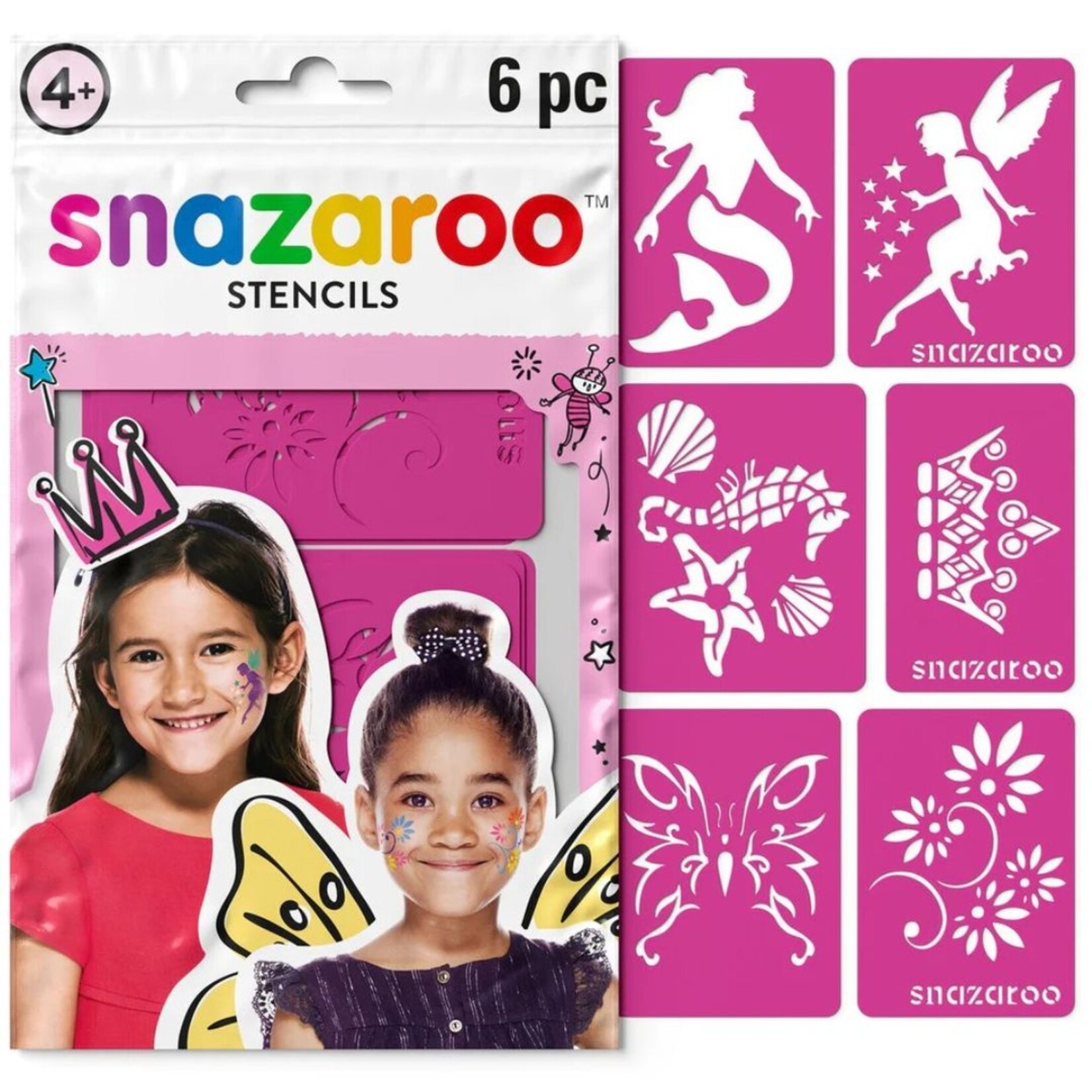 SNAZAROO FACE PAINT STENCILS FANTASY 6/PCS