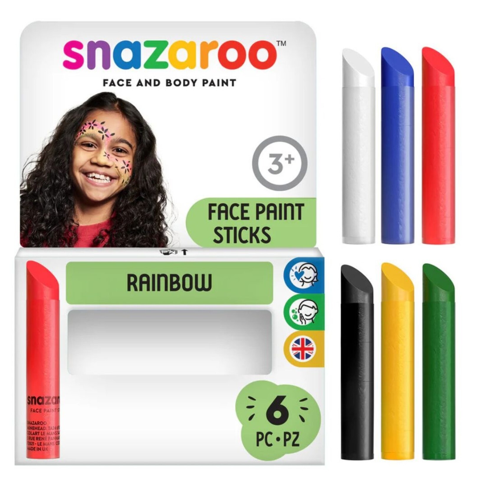 SNAZAROO FACE PAINTING STICKS RAINBOW 6/SET