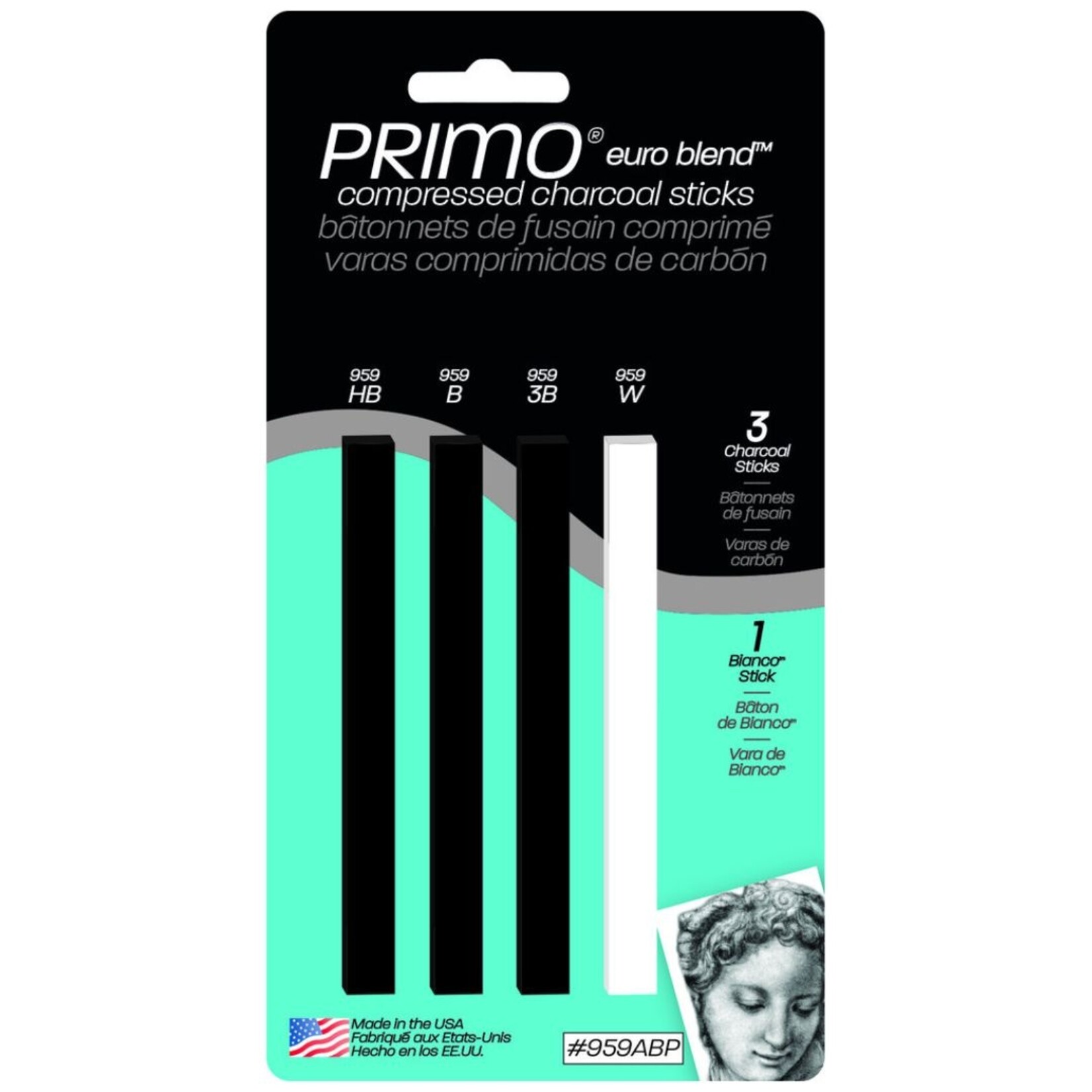 PRIMO EUROBLEND COMPRESSED CHARCOAL SET 4/PK