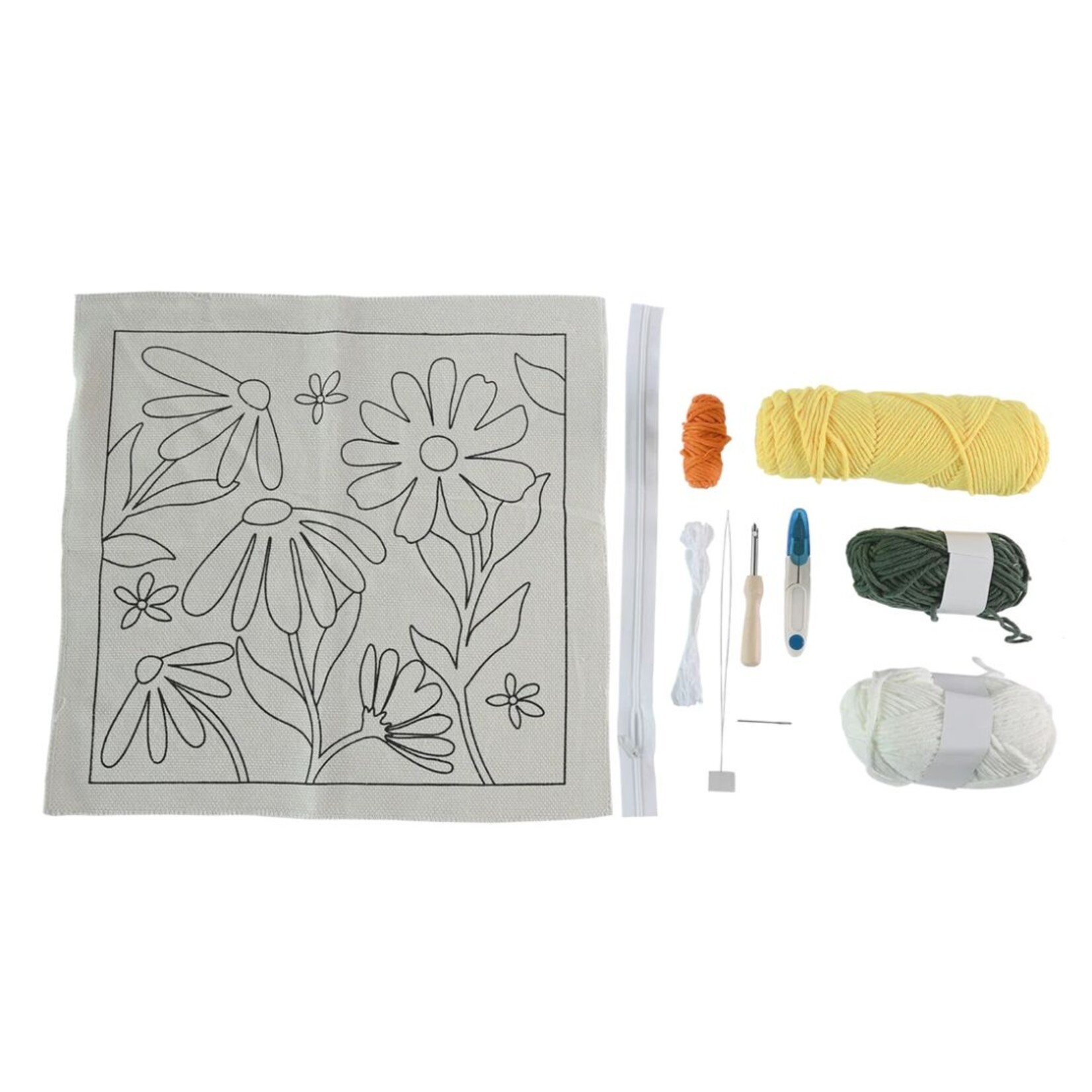 PBI ART PUNCH NEEDLE KIT DARLING DAISY CUSHION COVER