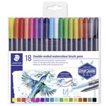 STAEDTLER DOUBLE ENDED WATERCOLOUR BRUSH PENS 18/SET