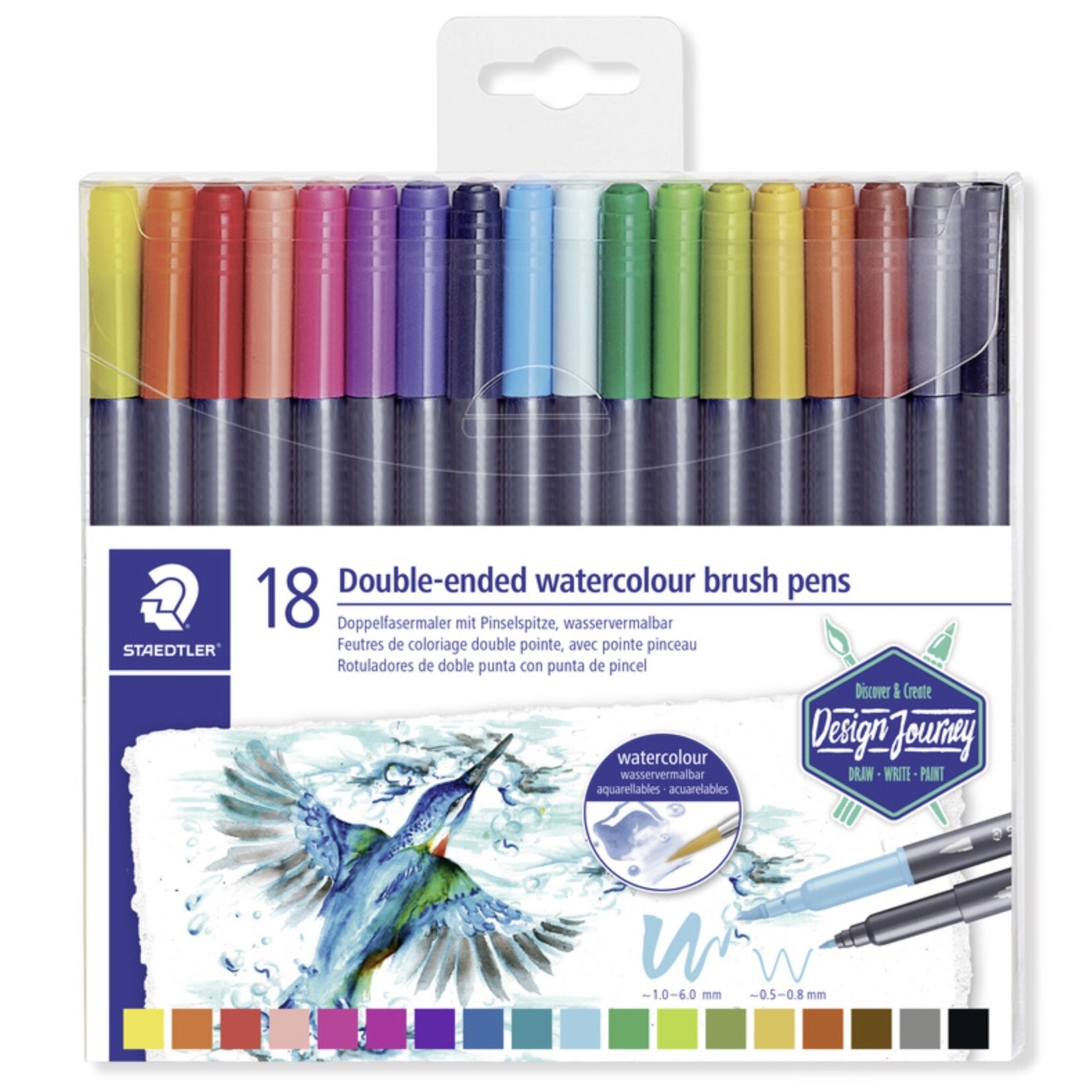 STAEDTLER DOUBLE ENDED WATERCOLOUR BRUSH PENS 18/SET